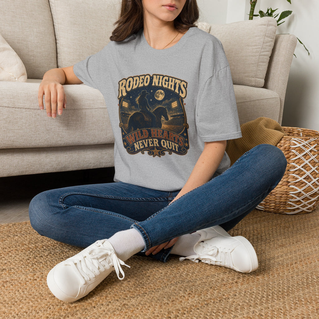 Rodeo Nights T‑Shirt — Wild Hearts Never Quit Western Graphic Tee