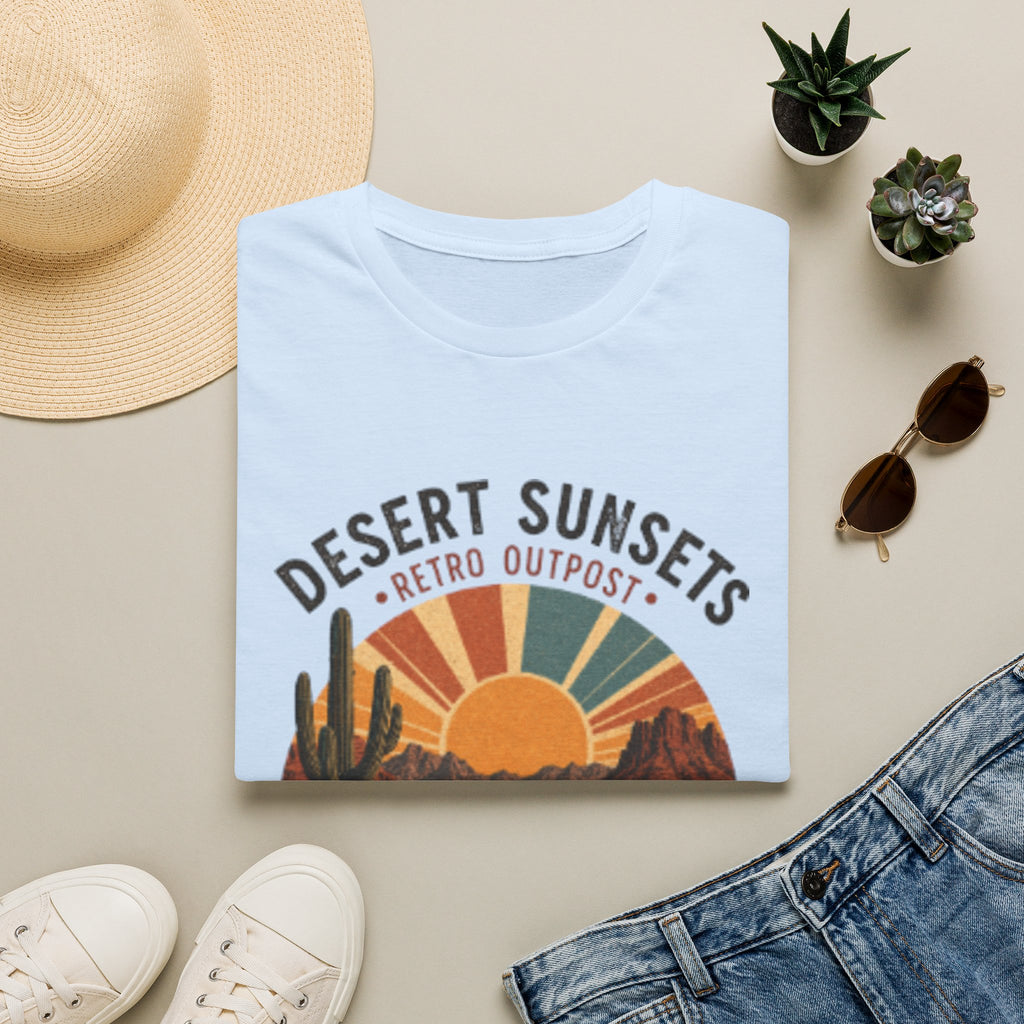 Desert Sunsets T-Shirt — Retro Outpost 'Roam Far • Stay Wild' Graphic Tee