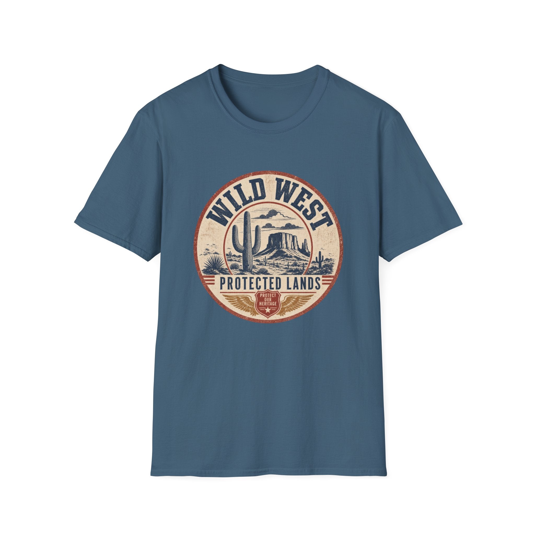 Wild West Vintage T-Shirt — "Wild West Protected Lands" Desert Cactus Graphic