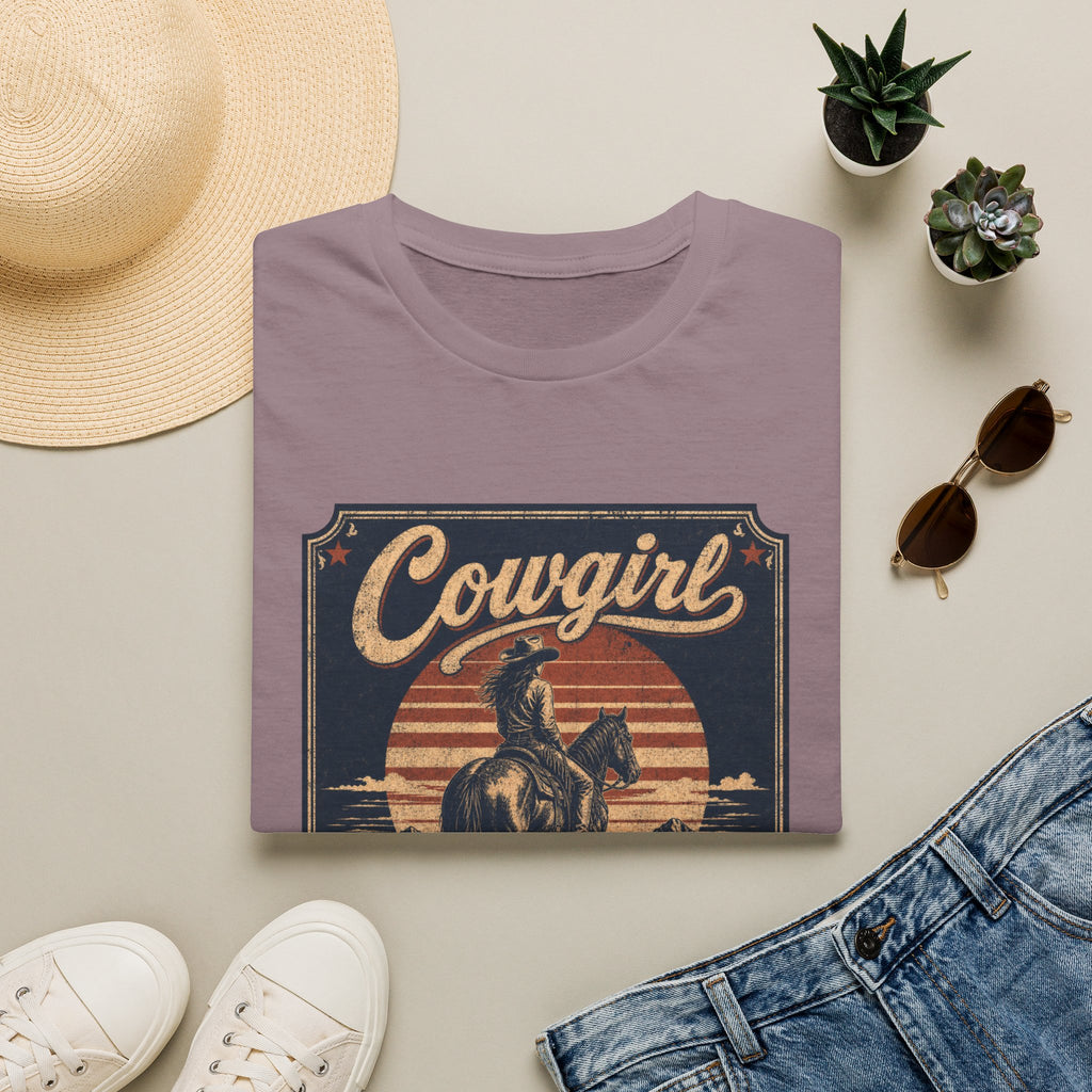 Cowgirl Vintage Graphic Tee — 'Cowgirl' Sunset Horse Riding T-Shirt