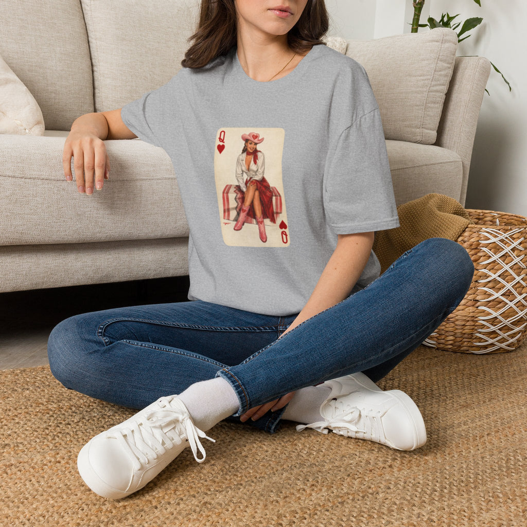 Queen of Hearts Cowboy T‑Shirt — Vintage Playing Card Western Graphic Tee