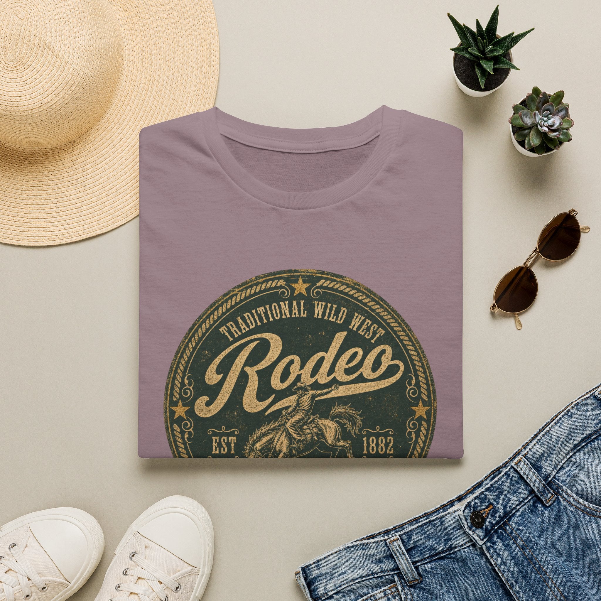 Rodeo Vintage Round Logo T-Shirt — Western Cowboy Graphic Tee