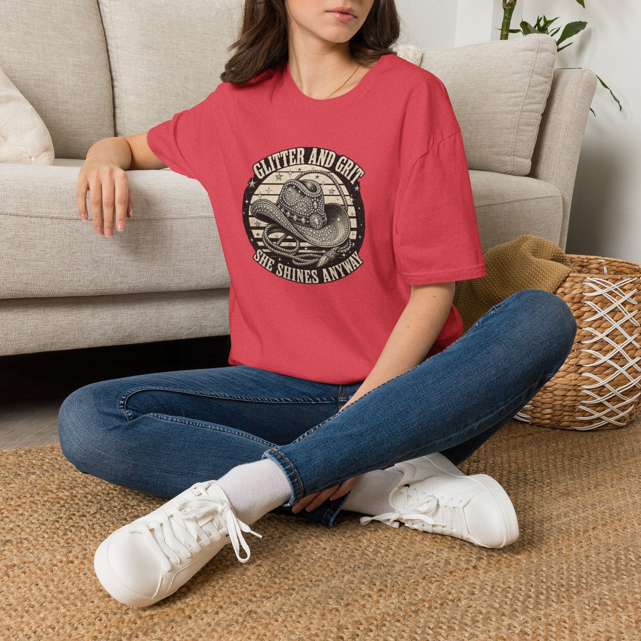 Glitter and Grit Cowboy Hat T-Shirt — She Shines Anyway Graphic Tee