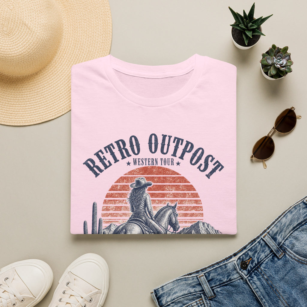 Retro Outpost Western T-Shirt — Cowboy Desert Sunset Graphic