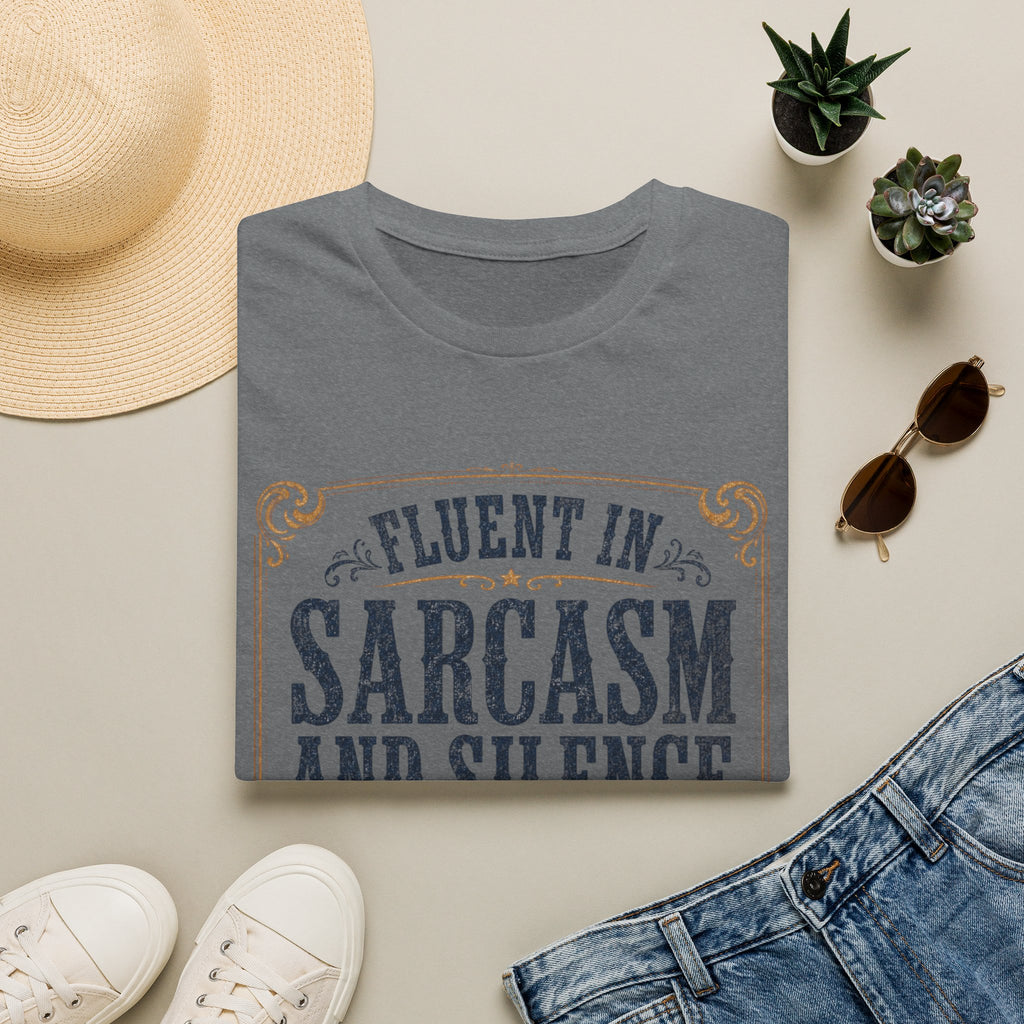 Sarcasm and Silence Tee — "Fluent in Sarcasm and Silence" Graphic T-Shirt
