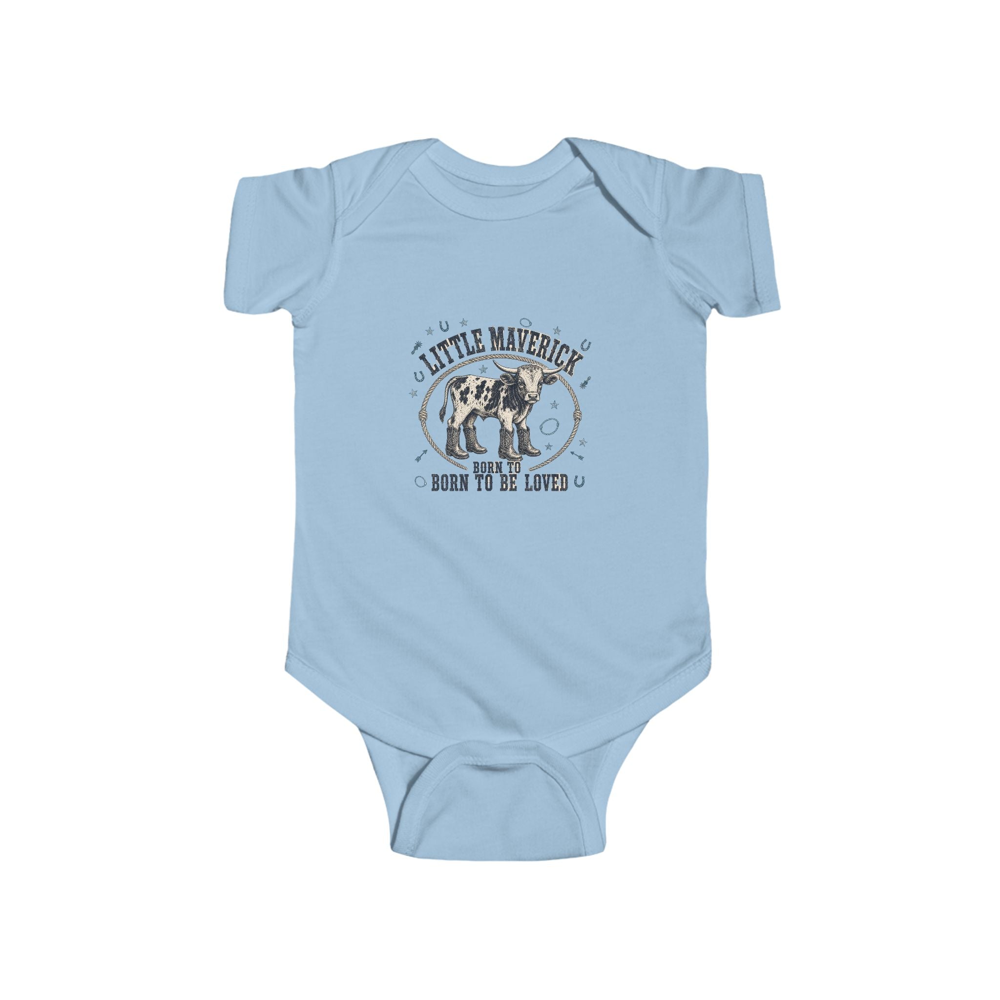 Baby Bodysuit – 'Little Maverick Born to Be Loved' Vintage Cowboy Onesie