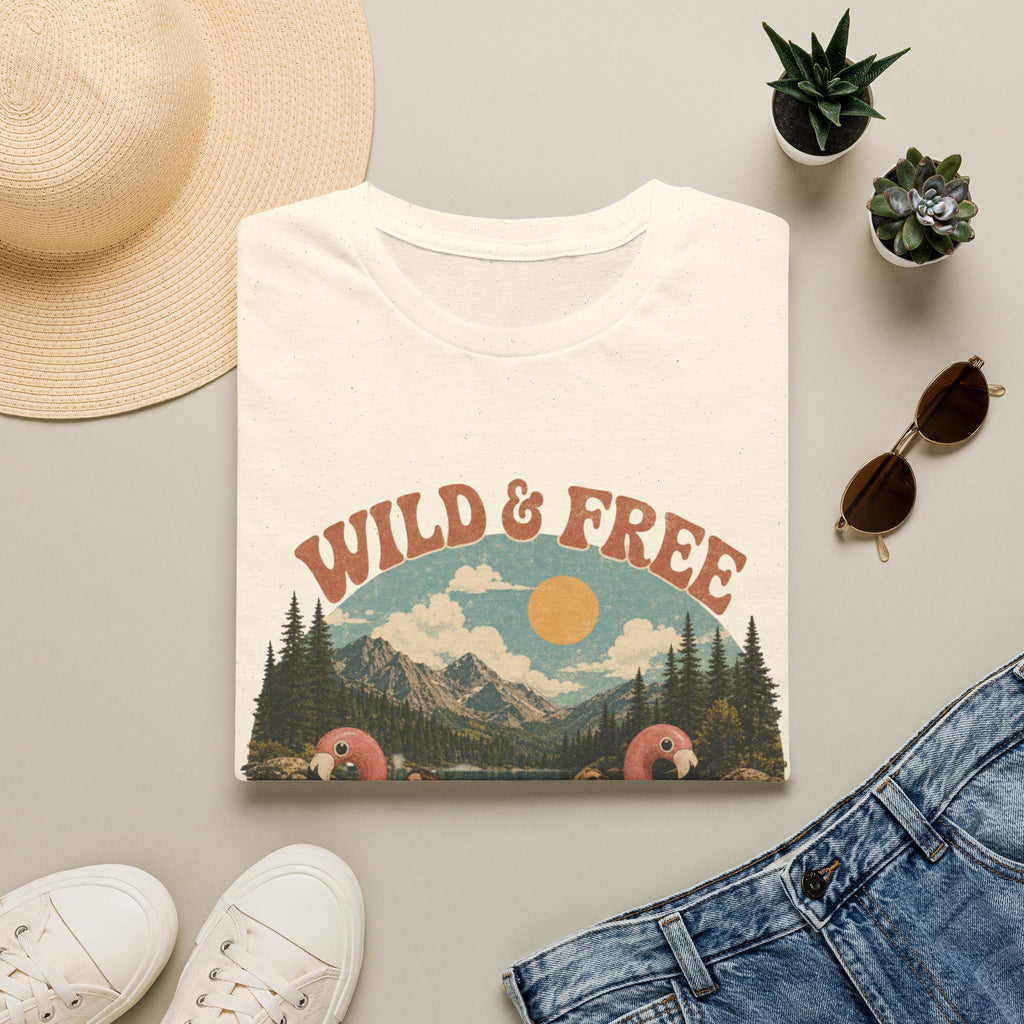 Wild & Free Vintage Nature T-Shirt — Flamingo Mountain Scenic Tee