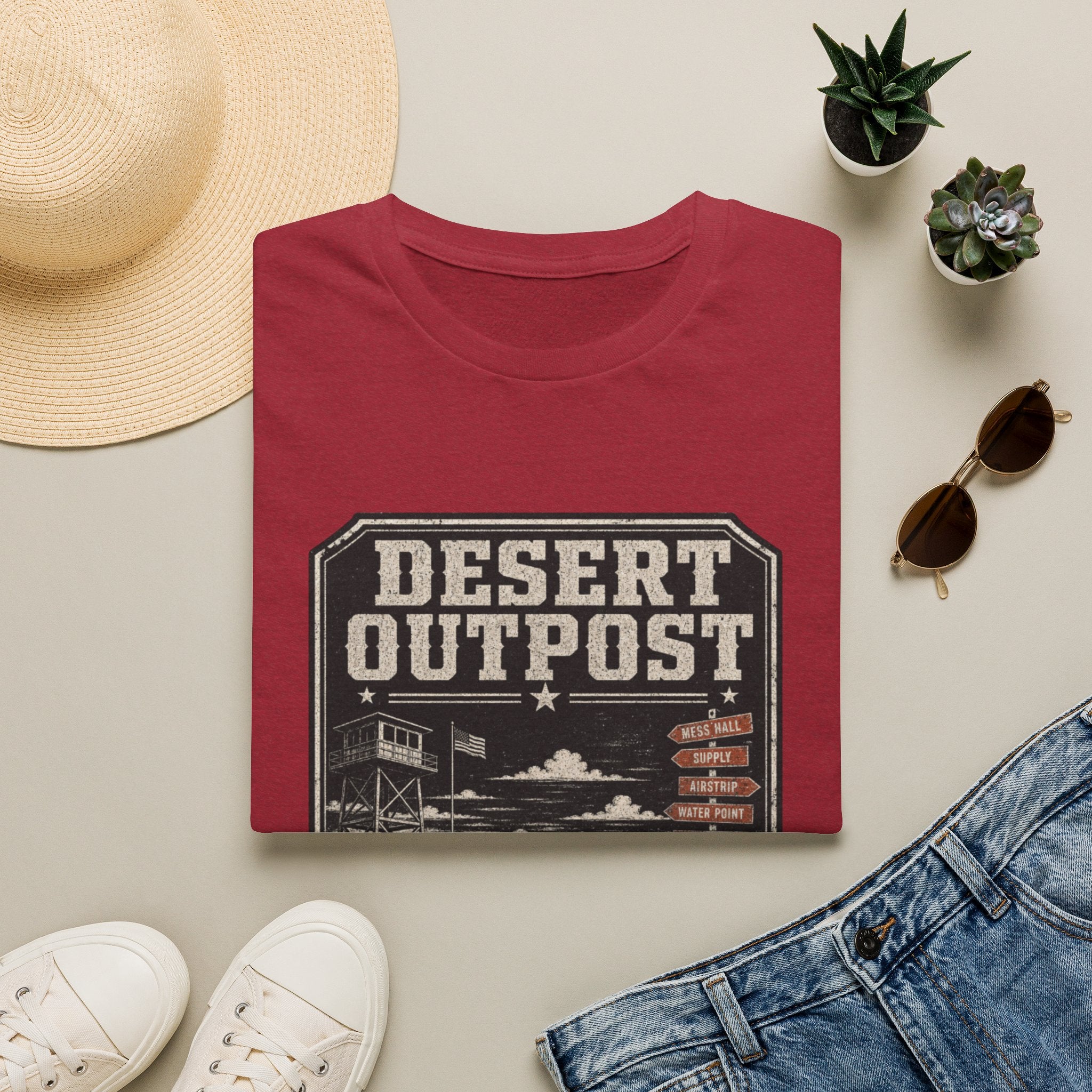Desert Outpost T-Shirt — Retro Western 'Population: Stubborn' Graphic Tee