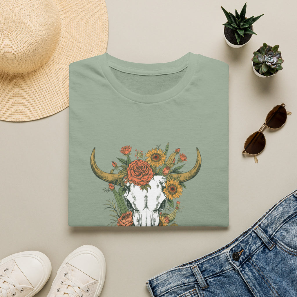 Floral Bull Skull T-Shirt — Boho Western Graphic Tee