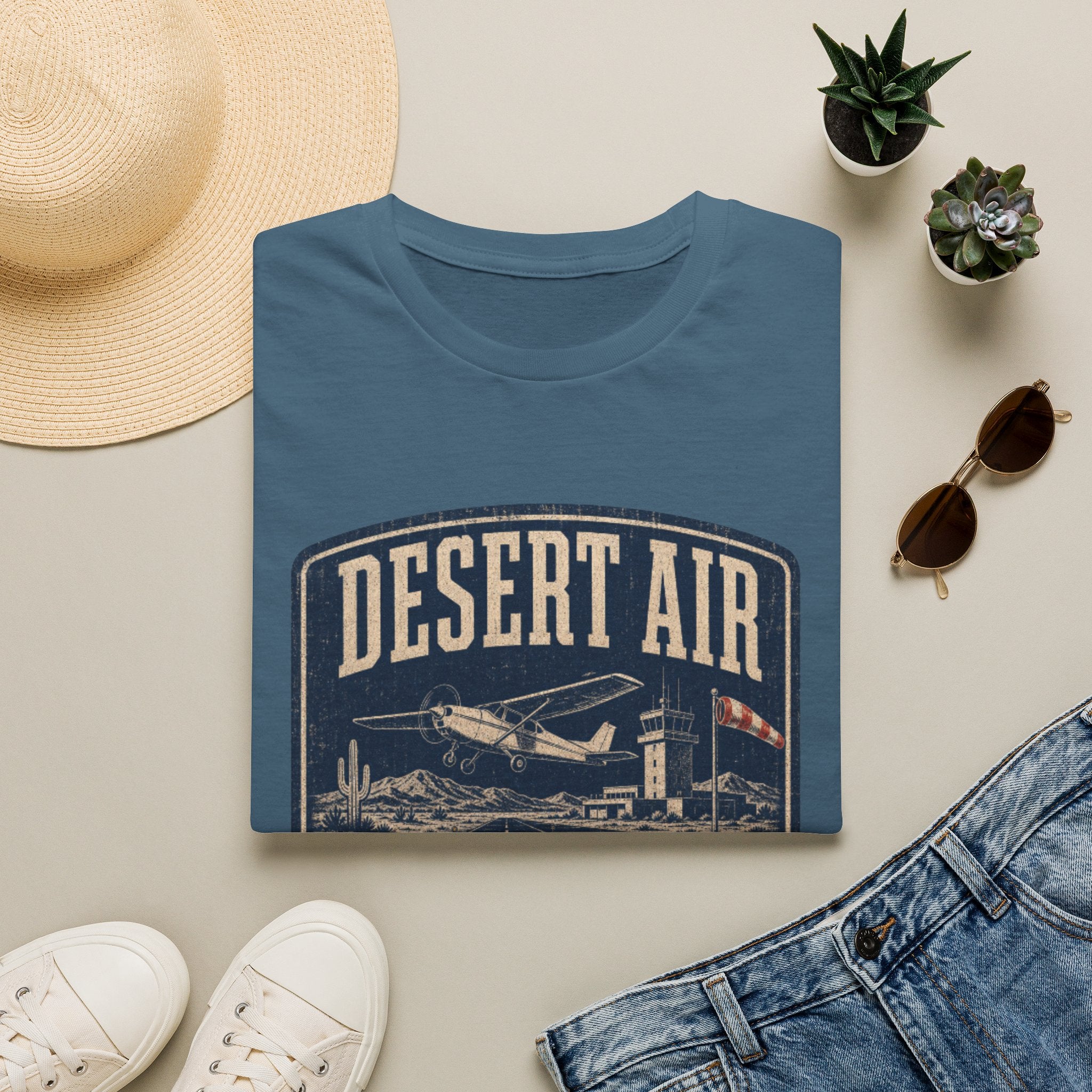 Desert Air Vintage Aviation T-Shirt — "Cleared for Takeoff" Plane Tee