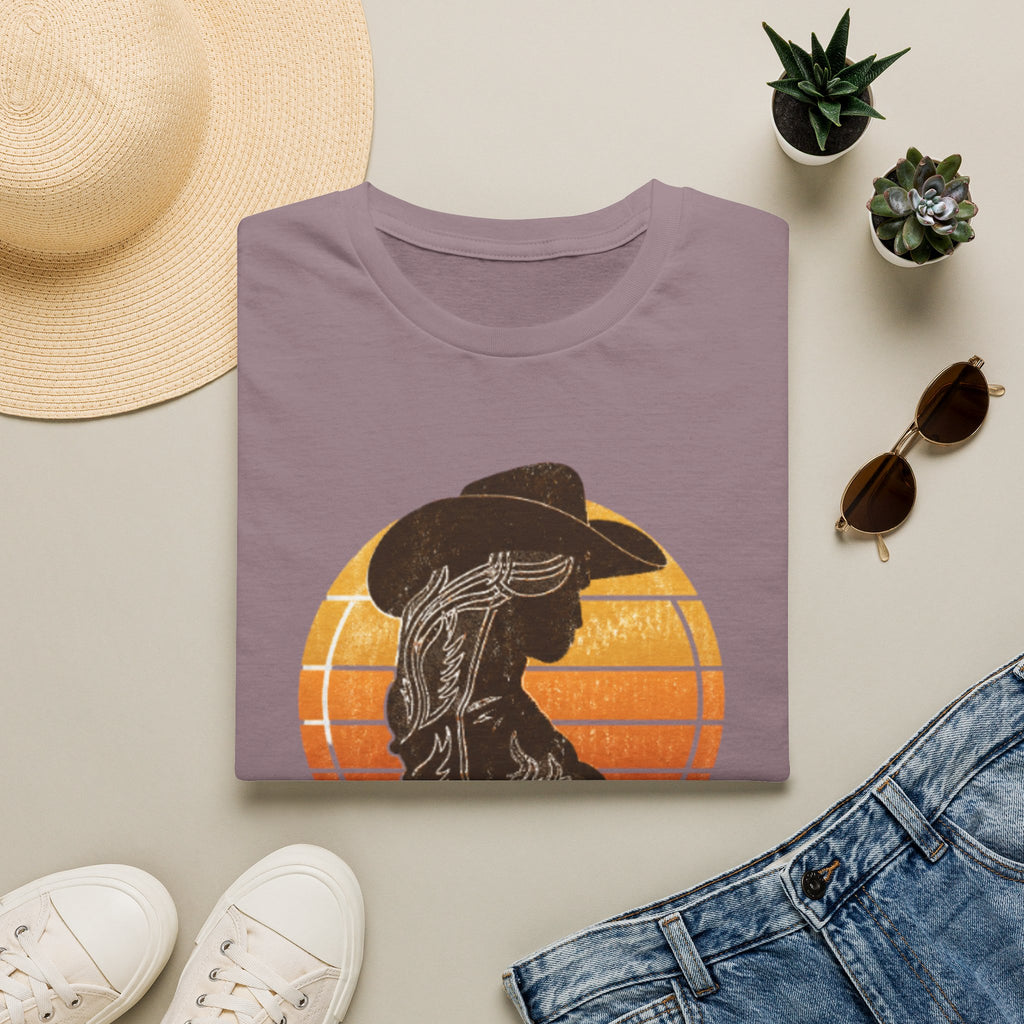 Cowgirl Silhouette T-Shirt — Retro Sunset Western Graphic Tee