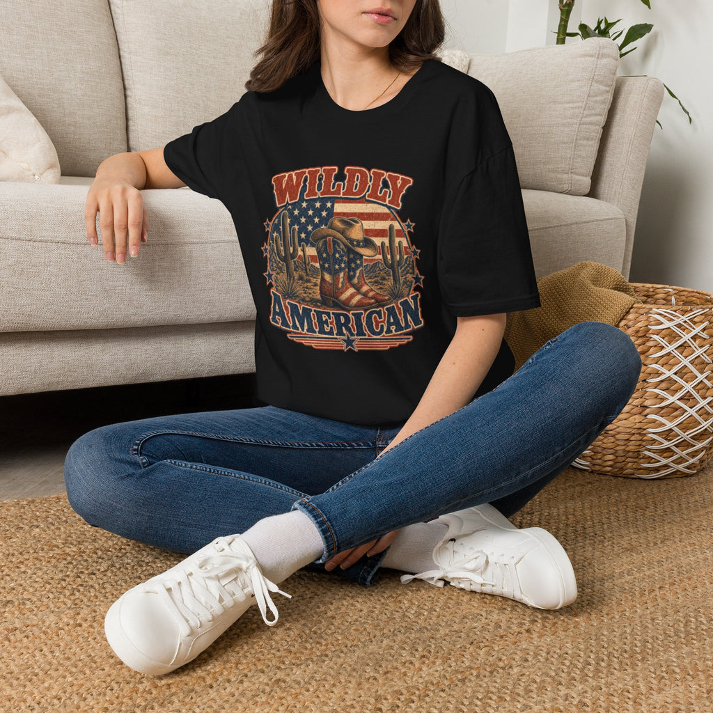 Wildly American T-Shirt — Vintage Cowboy Flag Graphic