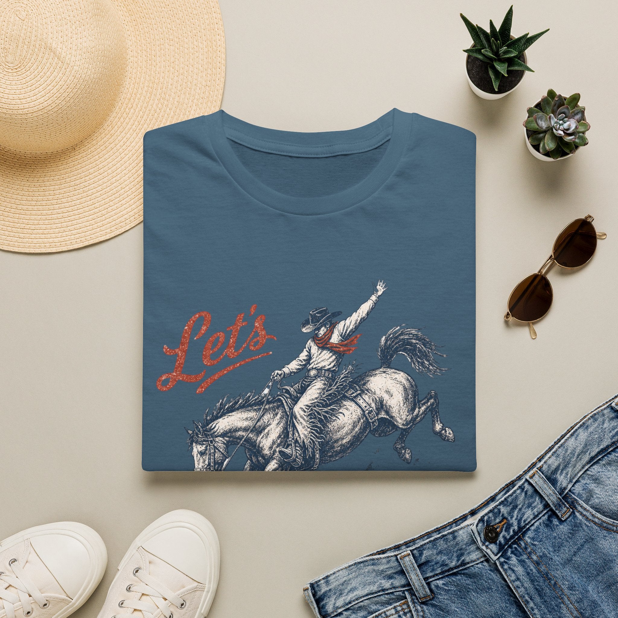 Let's Rodeo T‑Shirt — Vintage Bucking Bronco Western Graphic Tee