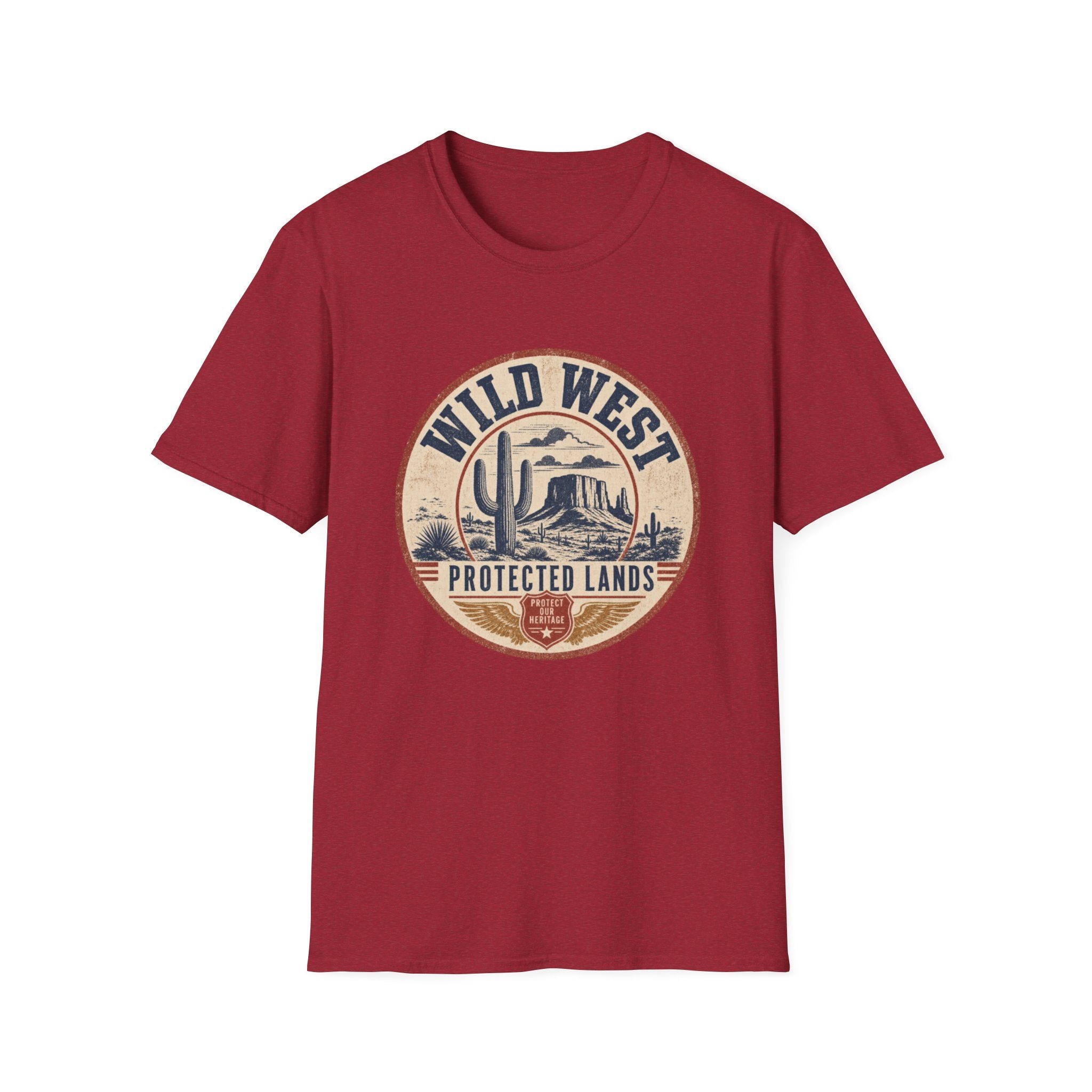 Wild West Vintage T-Shirt — "Wild West Protected Lands" Desert Cactus Graphic