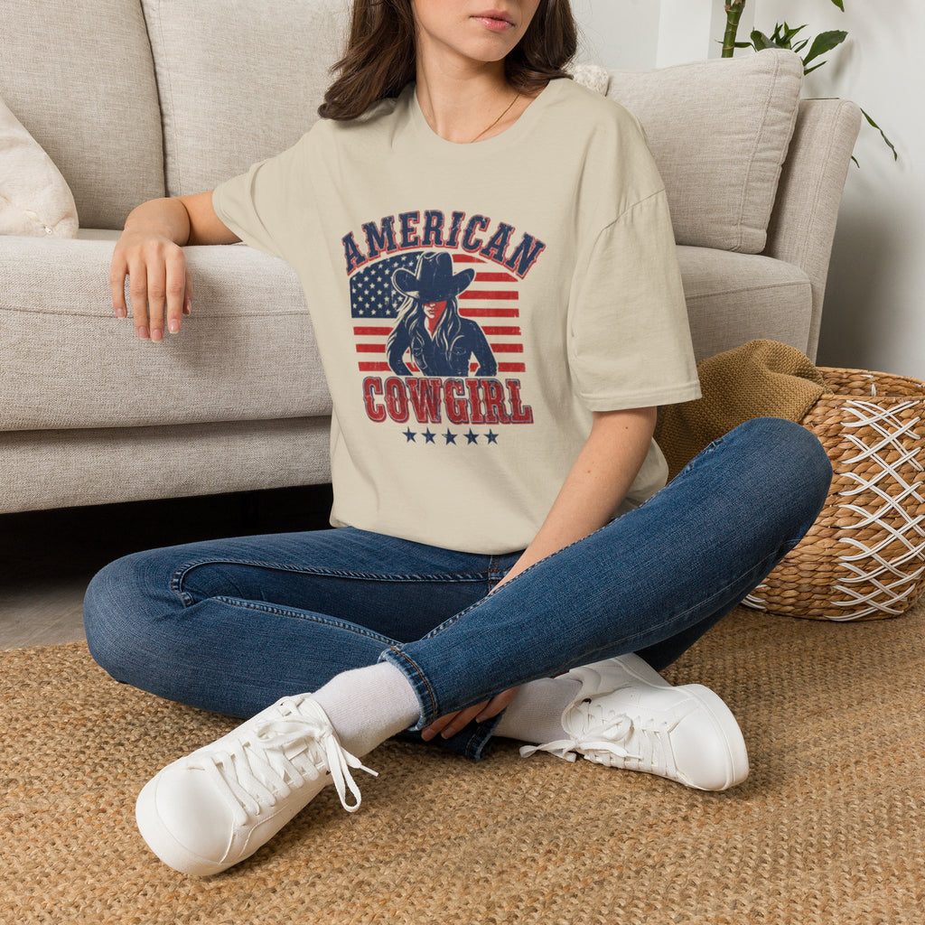 American Cowgirl T-Shirt — Vintage Flag Western Tee
