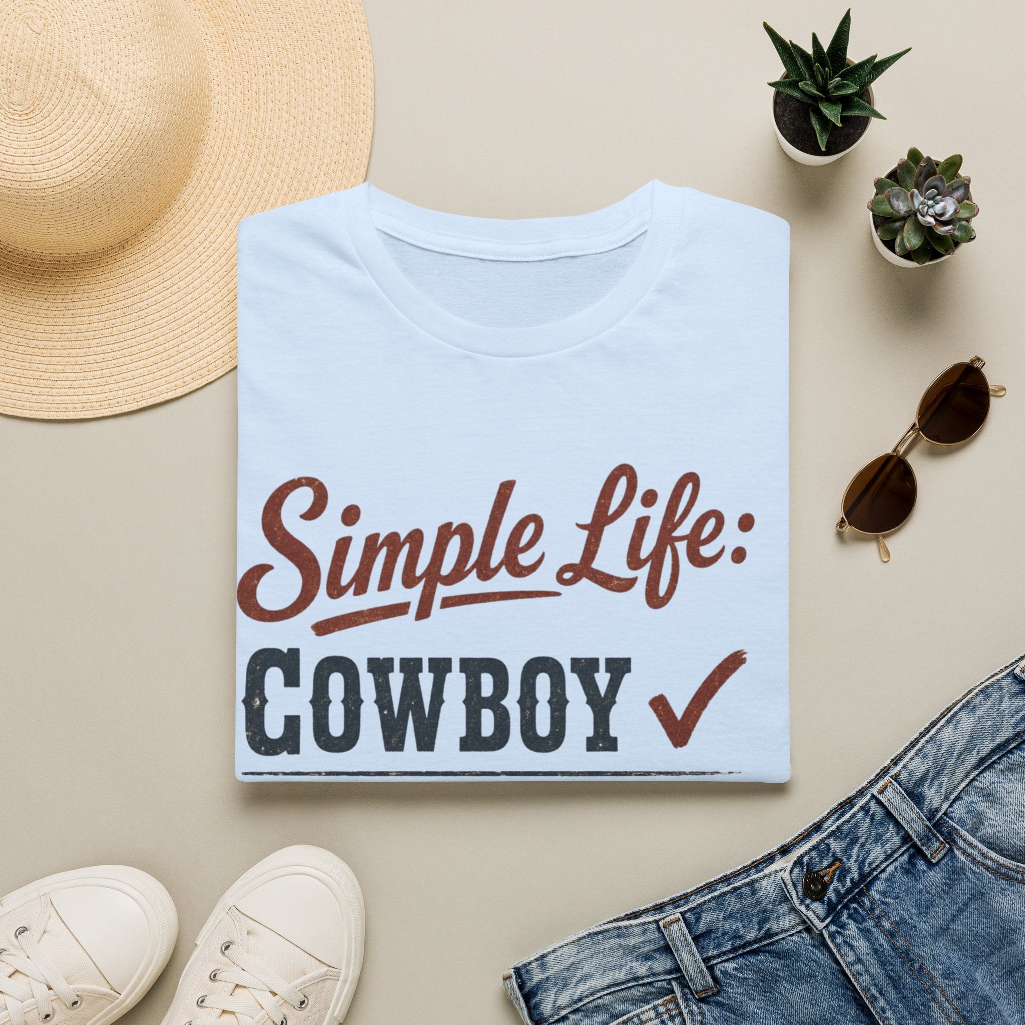 Simple Life: Cowboy T-Shirt — Graphic Western Tee for Ranchers & Country Lovers