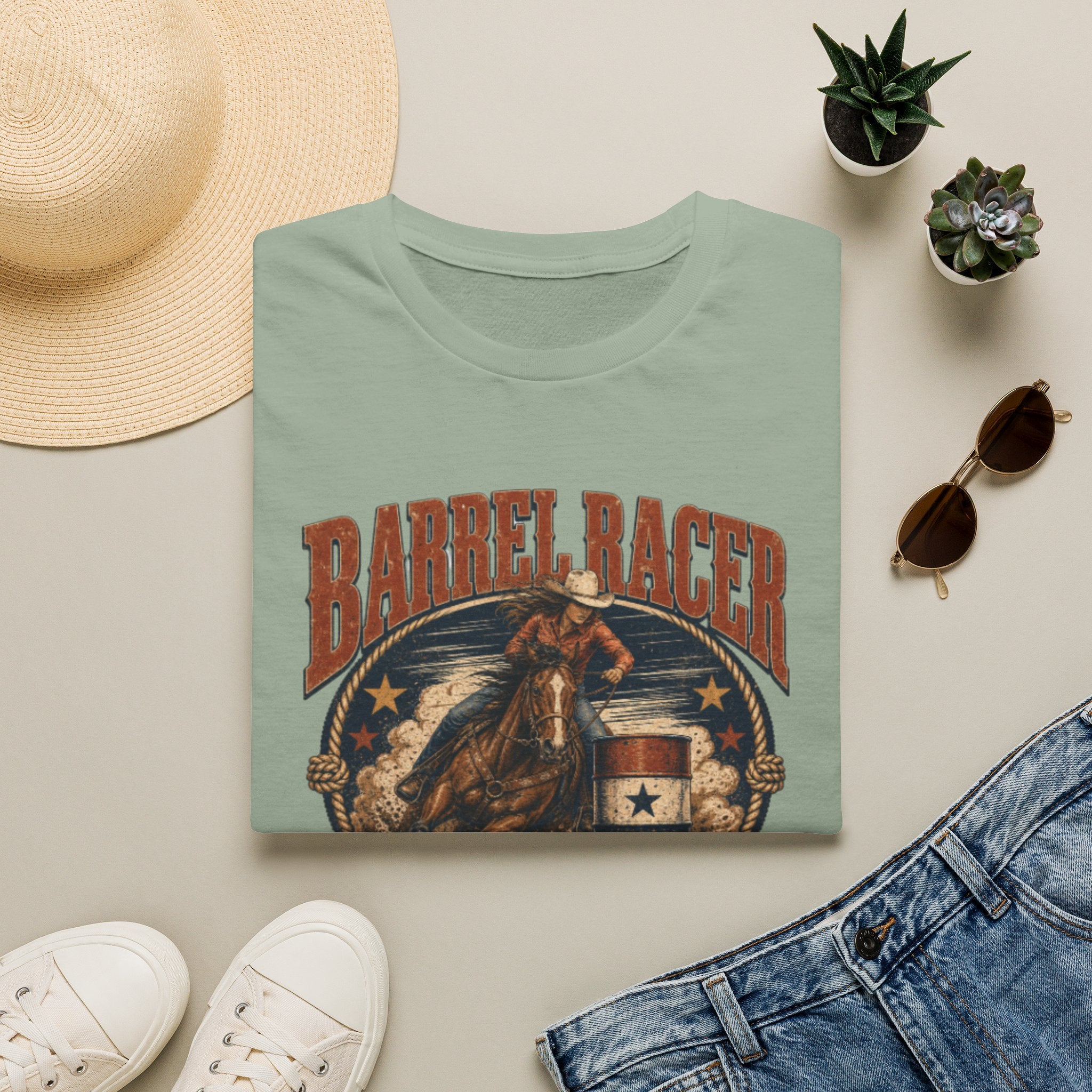 Barrel Racer T-Shirt — Vintage 'Born to Ride' Rodeo Graphic Tee