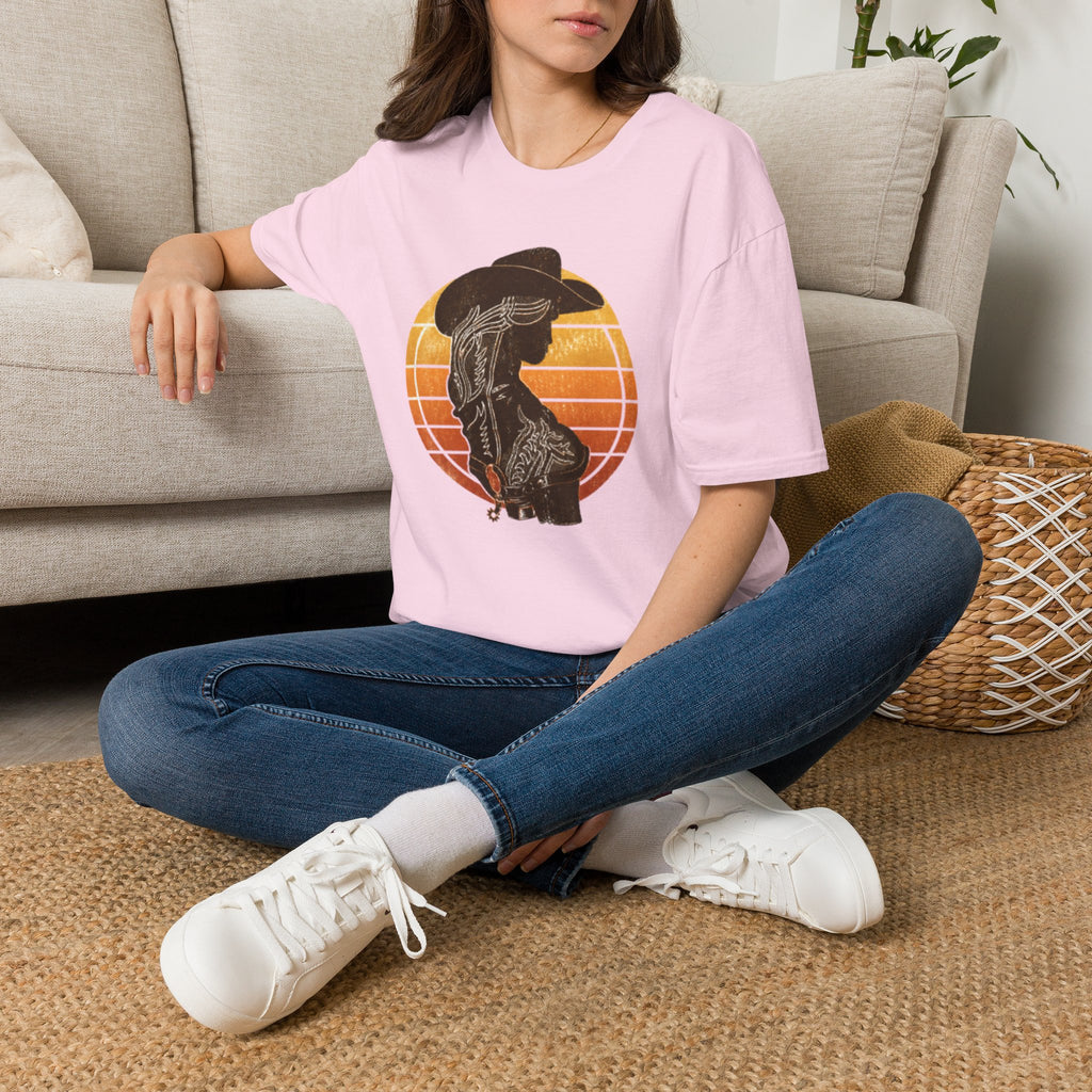 Cowgirl Silhouette T-Shirt — Retro Sunset Western Graphic Tee