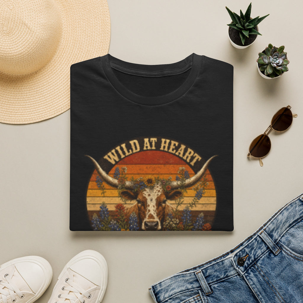 Wild At Heart Texas Born T-Shirt — Vintage Longhorn Graphic