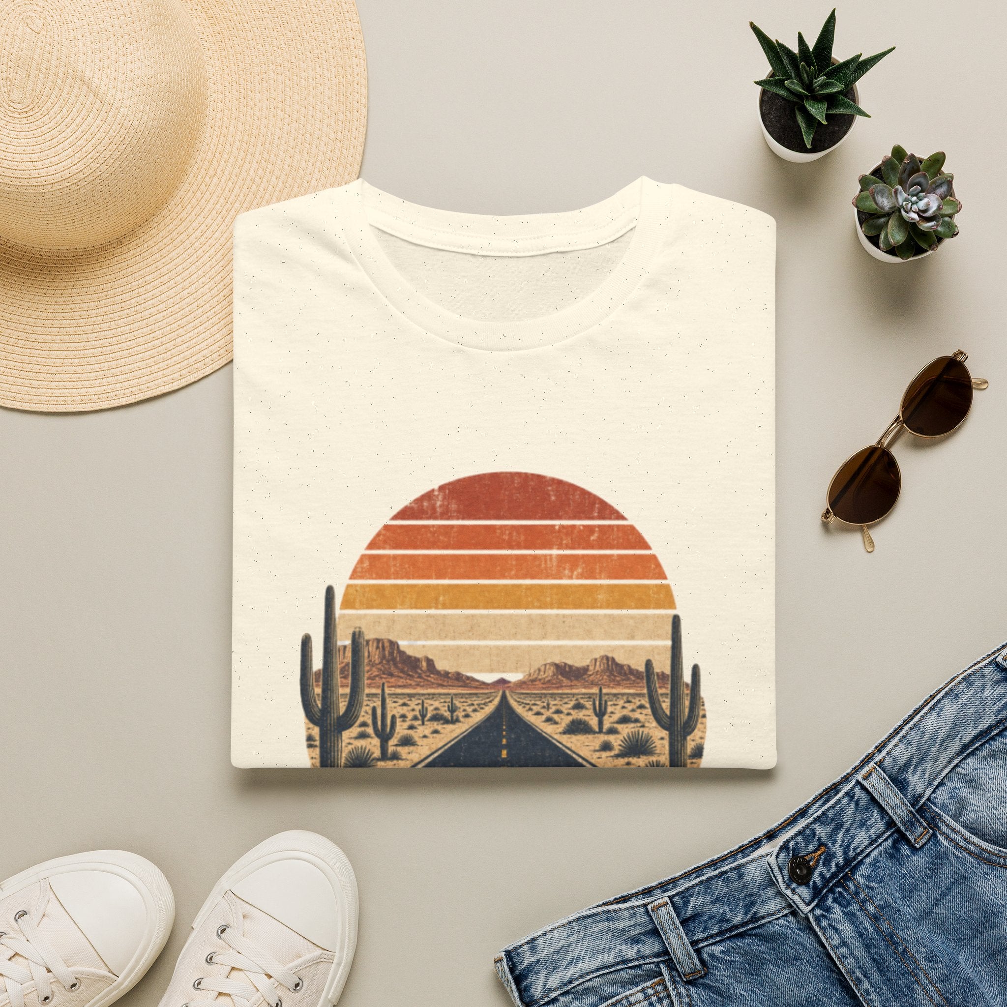 Road Trip T‑Shirt — 'Nowhere and Everywhere' Vintage Desert Sunset Tee
