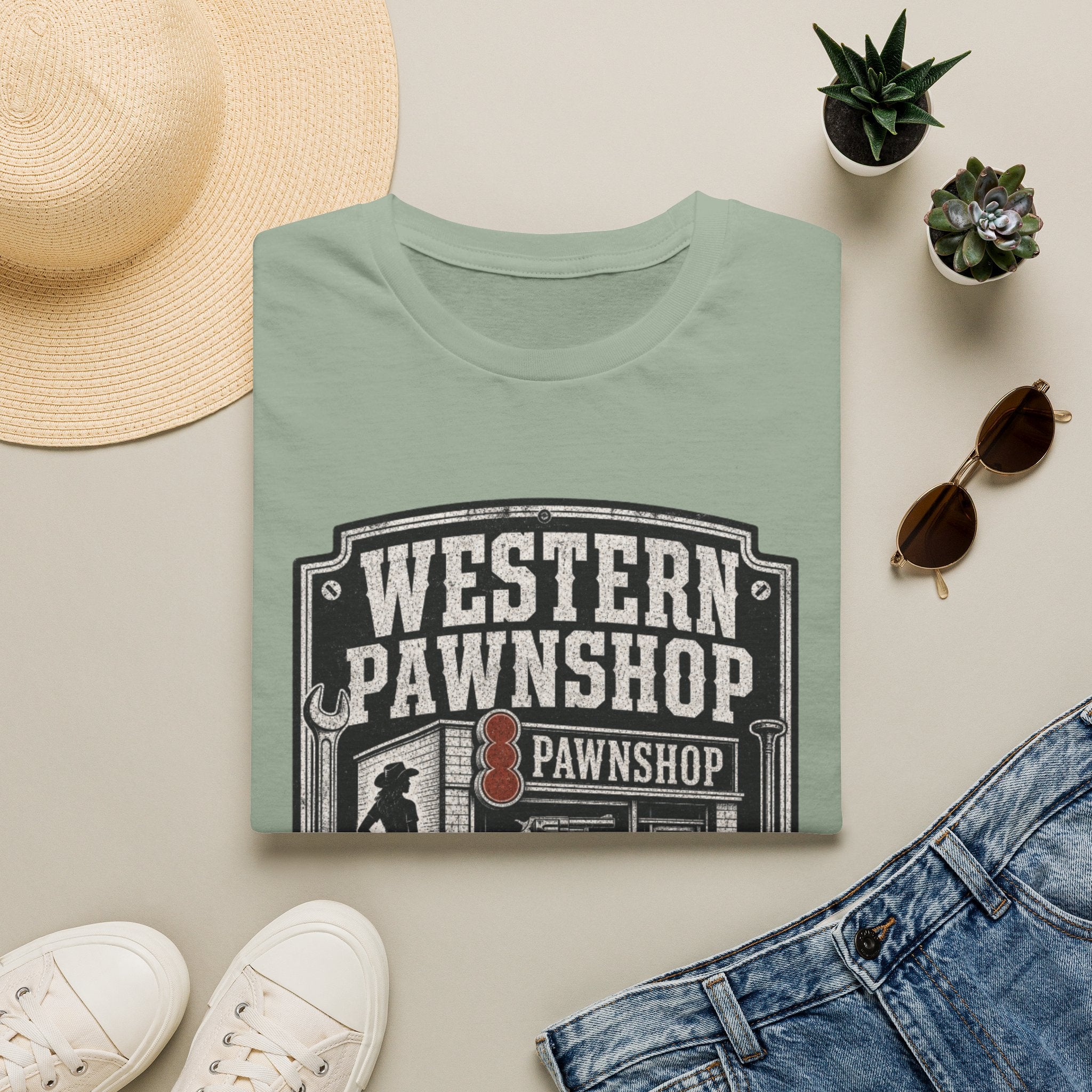 Western Pawnshop T-Shirt — Vintage Wild West Pawnshop Graphic Tee