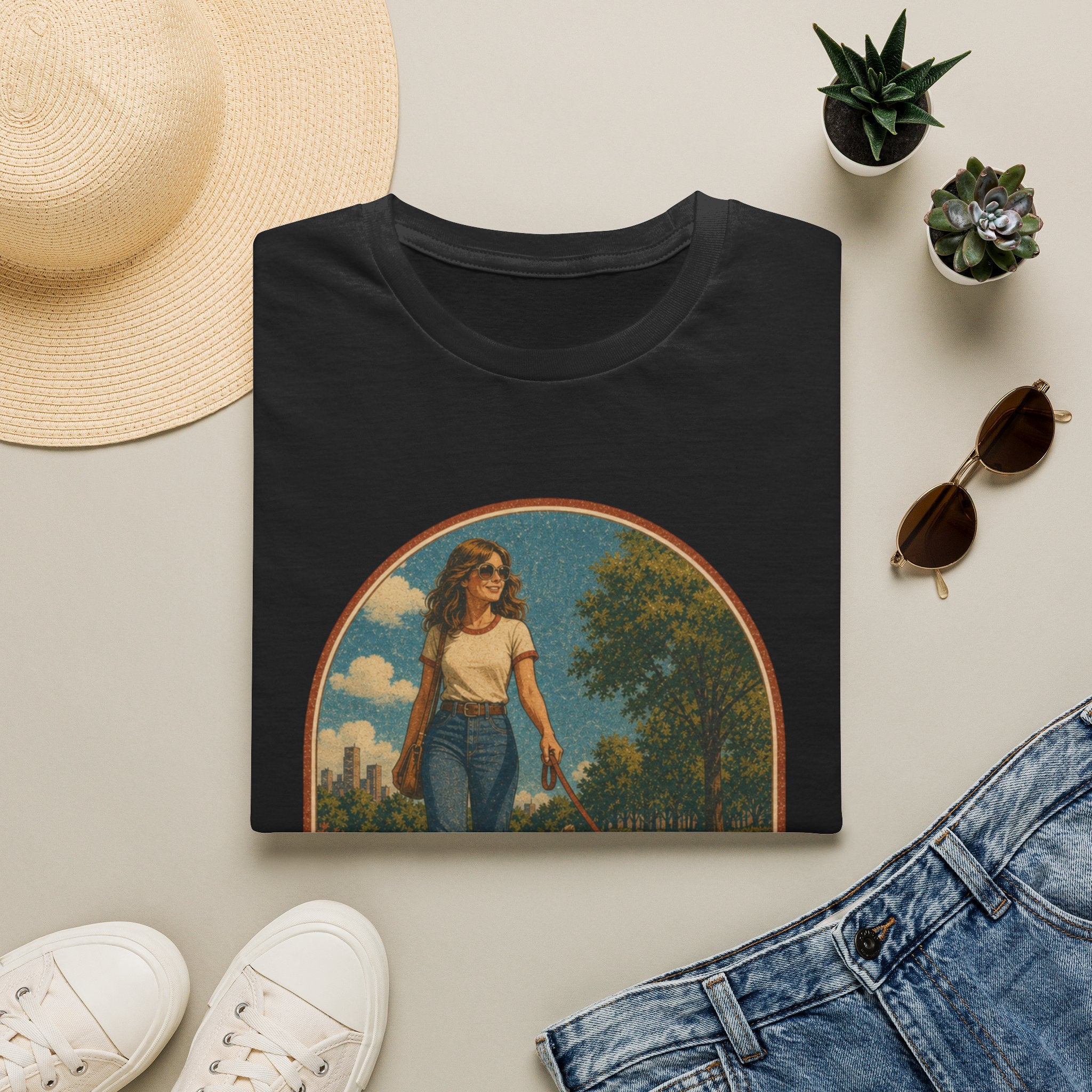 Retro 'Cat Mom' T-Shirt — Vintage Woman & Cat Graphic