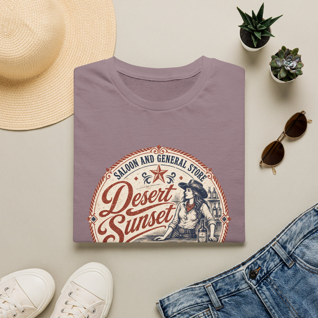 Desert Sunset Saloon T-Shirt — Vintage Western Cowgirl Graphic Tee