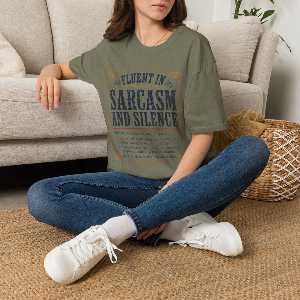 Sarcasm and Silence Tee — "Fluent in Sarcasm and Silence" Graphic T-Shirt