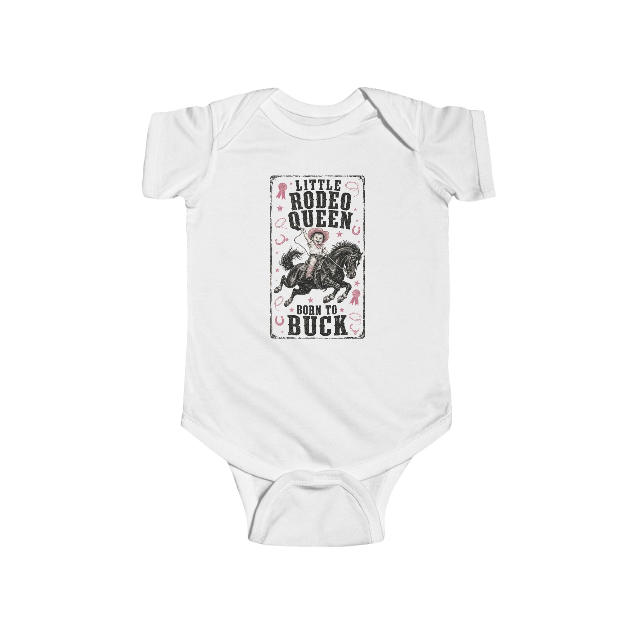 Baby Bodysuit - "Little Rodeo Queen Born to Buck" Vintage Western Infant Onesie