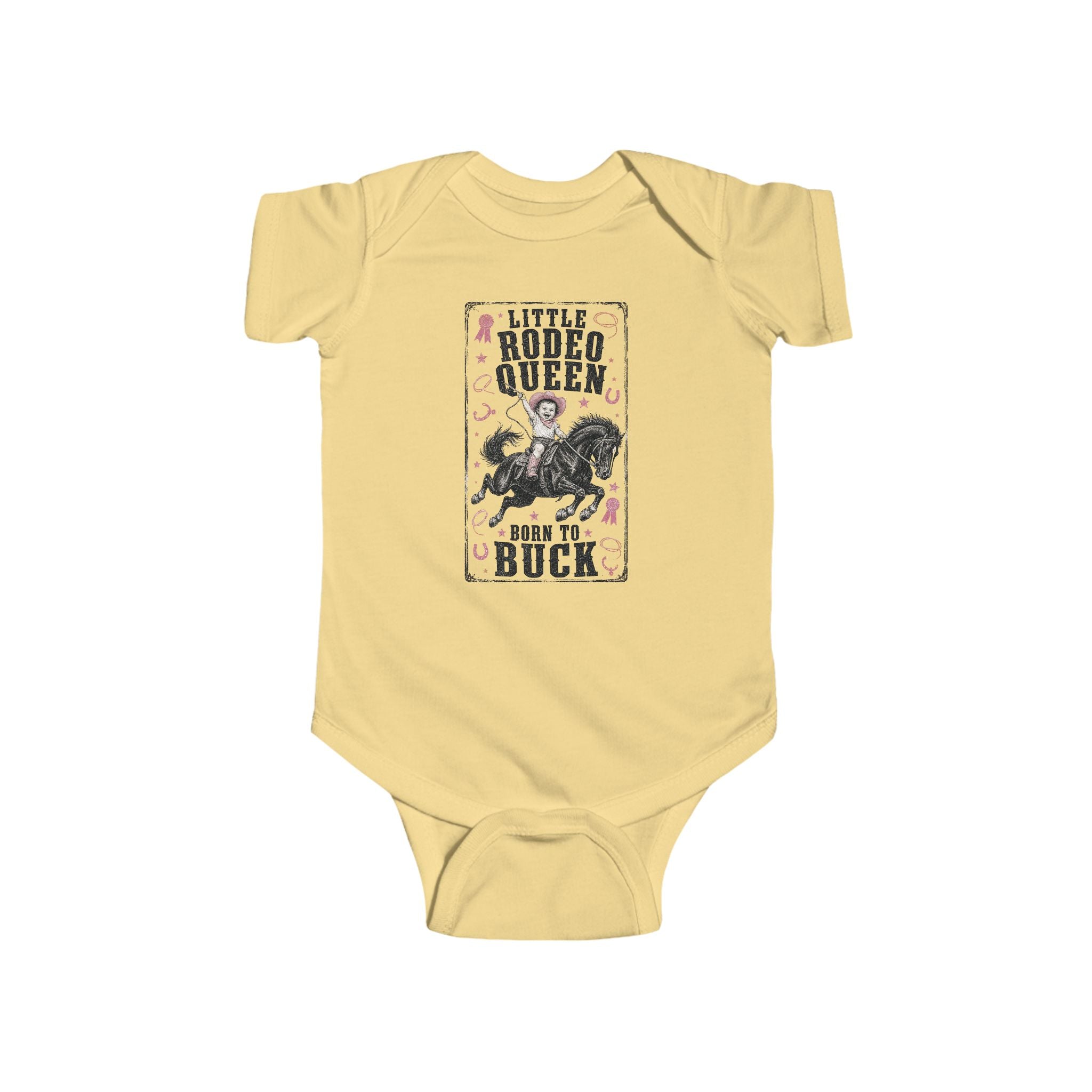 Baby Bodysuit - "Little Rodeo Queen Born to Buck" Vintage Western Infant Onesie