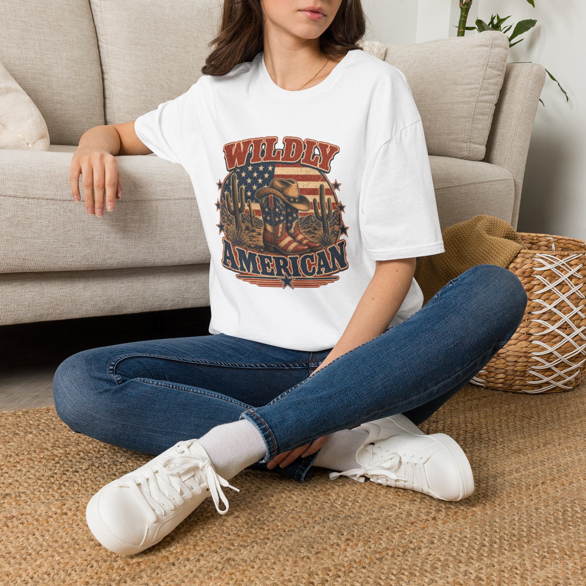 Wildly American T-Shirt — Vintage Cowboy Flag Graphic