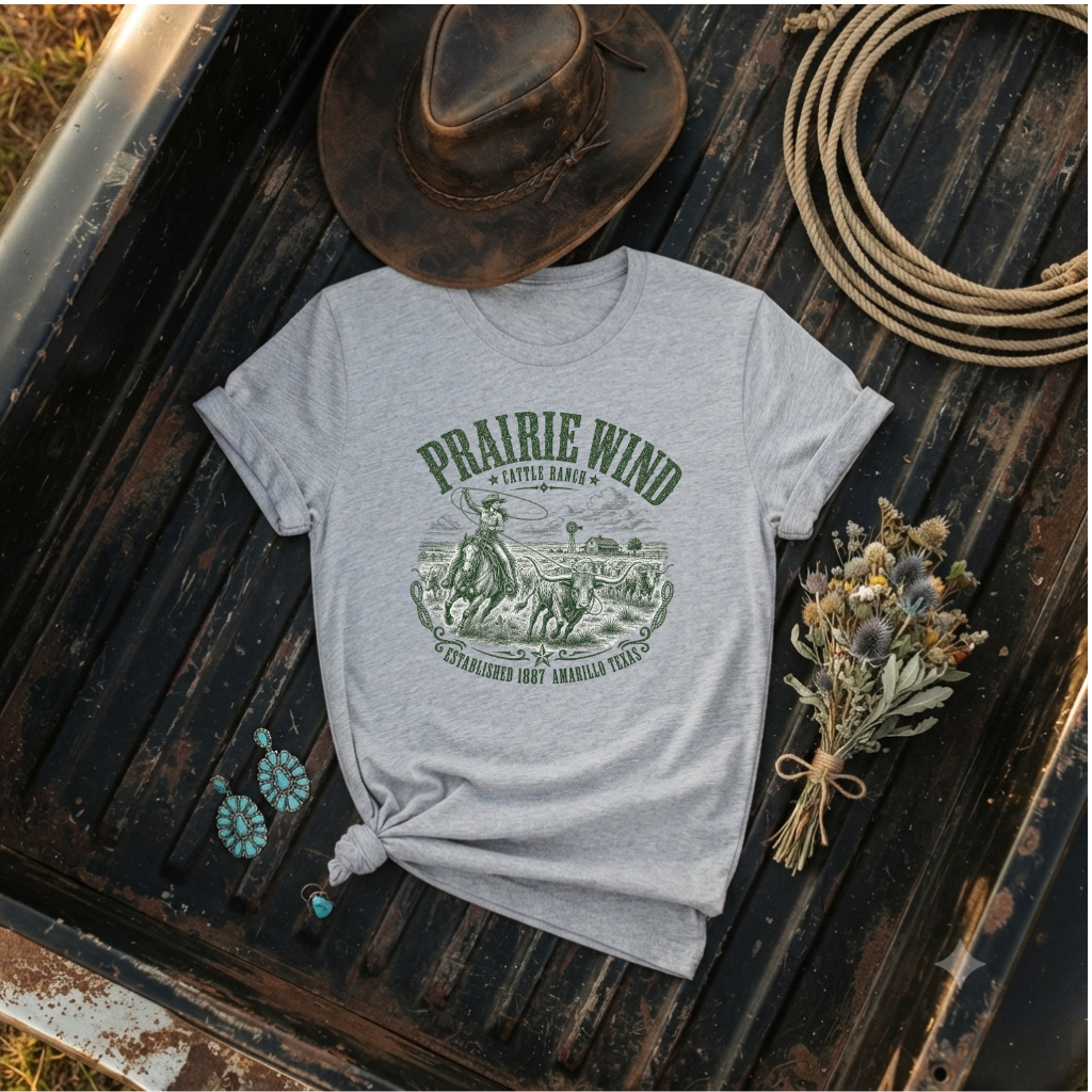 "Prairie Wind Cattle Ranch" Graphic T-Shirt