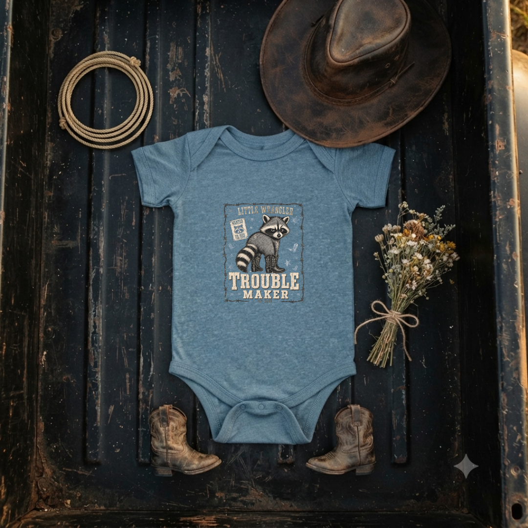 "Little Bandit" Racoon Baby Onesie