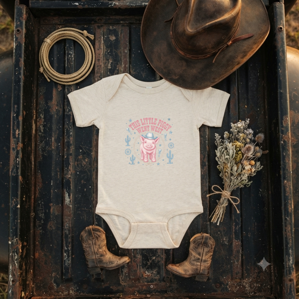 "This Little Piggy Went West" Baby Onesie