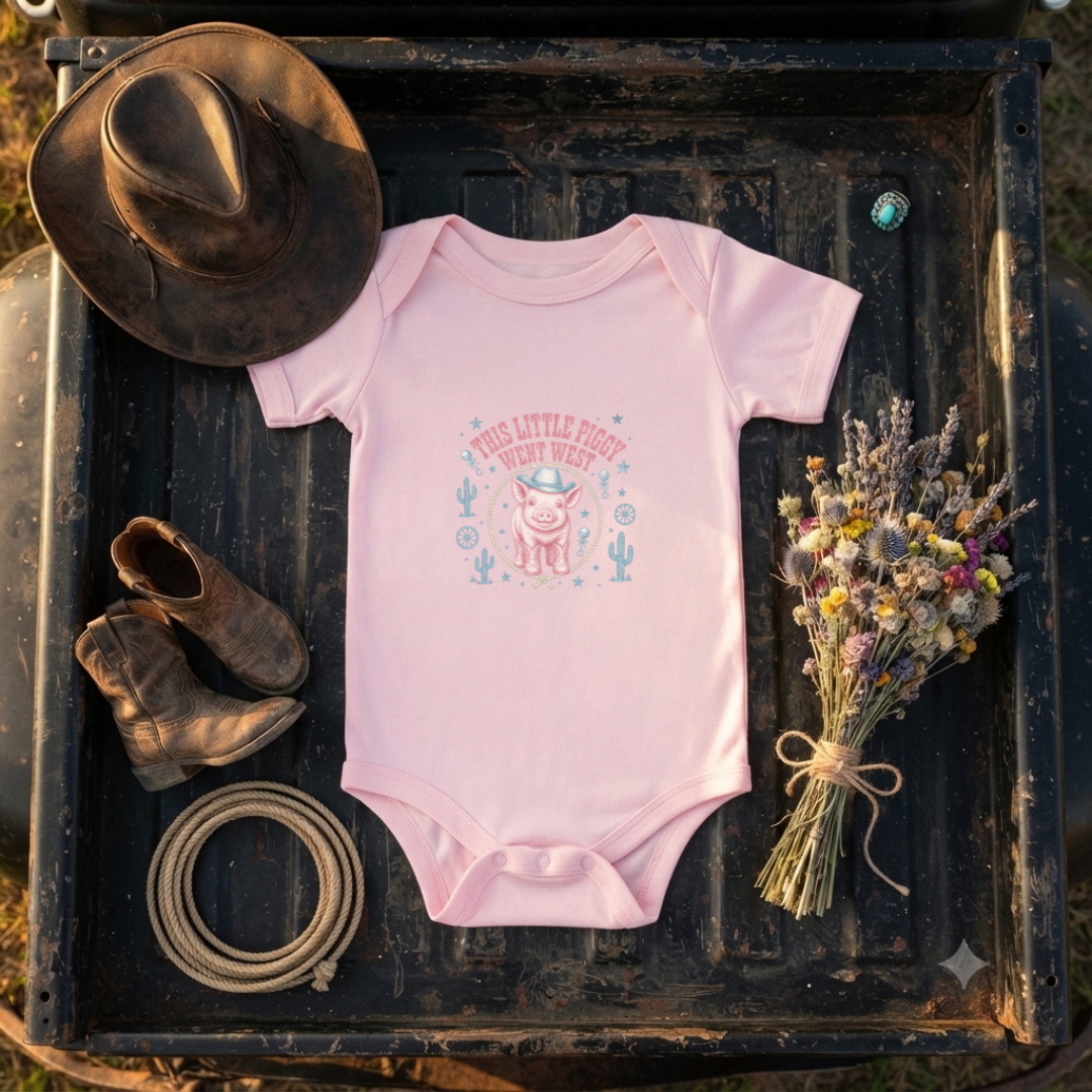 "This Little Piggy Went West" Baby Onesie