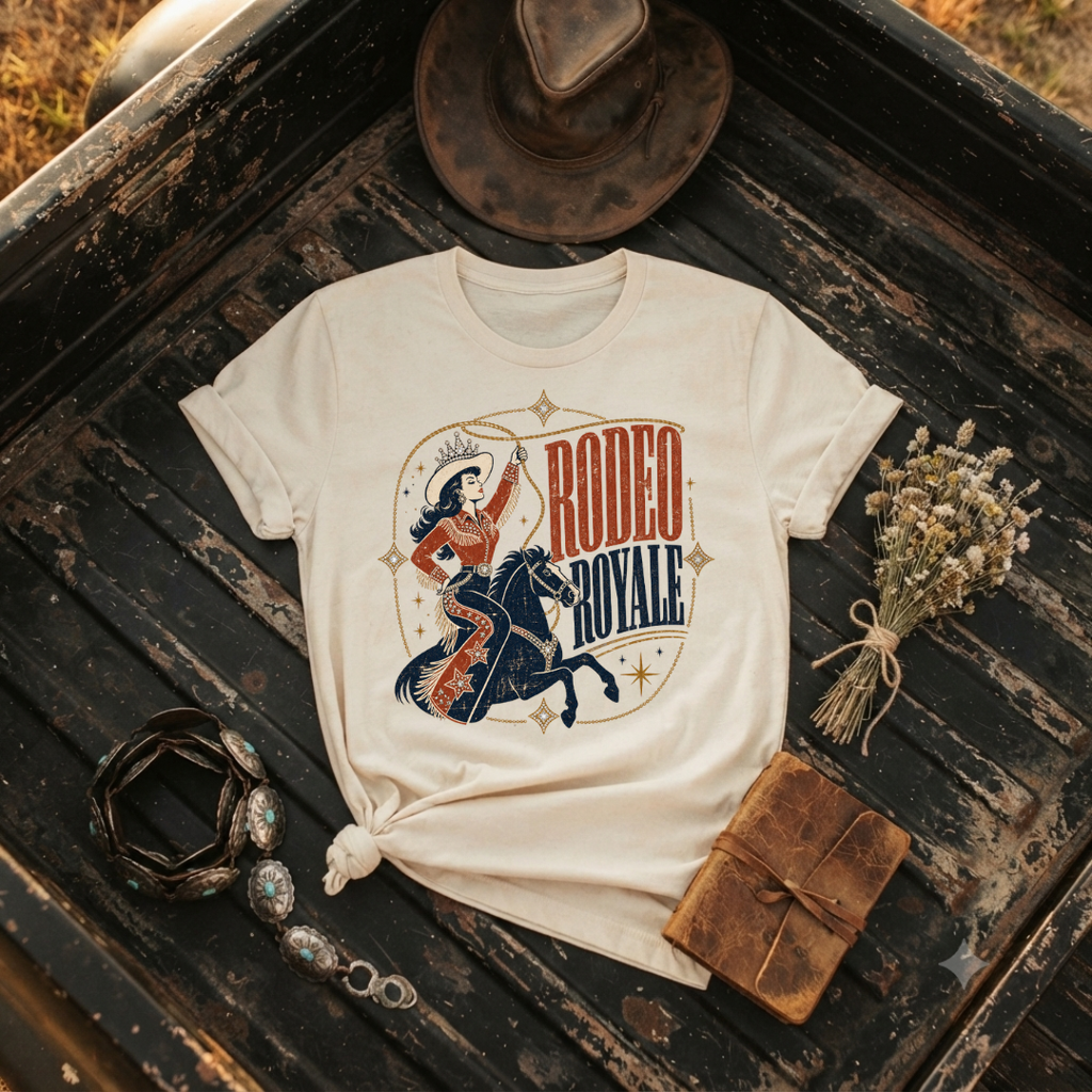 "Rodeo Royale" Vintage Cowgirl Graphic T-Shirt