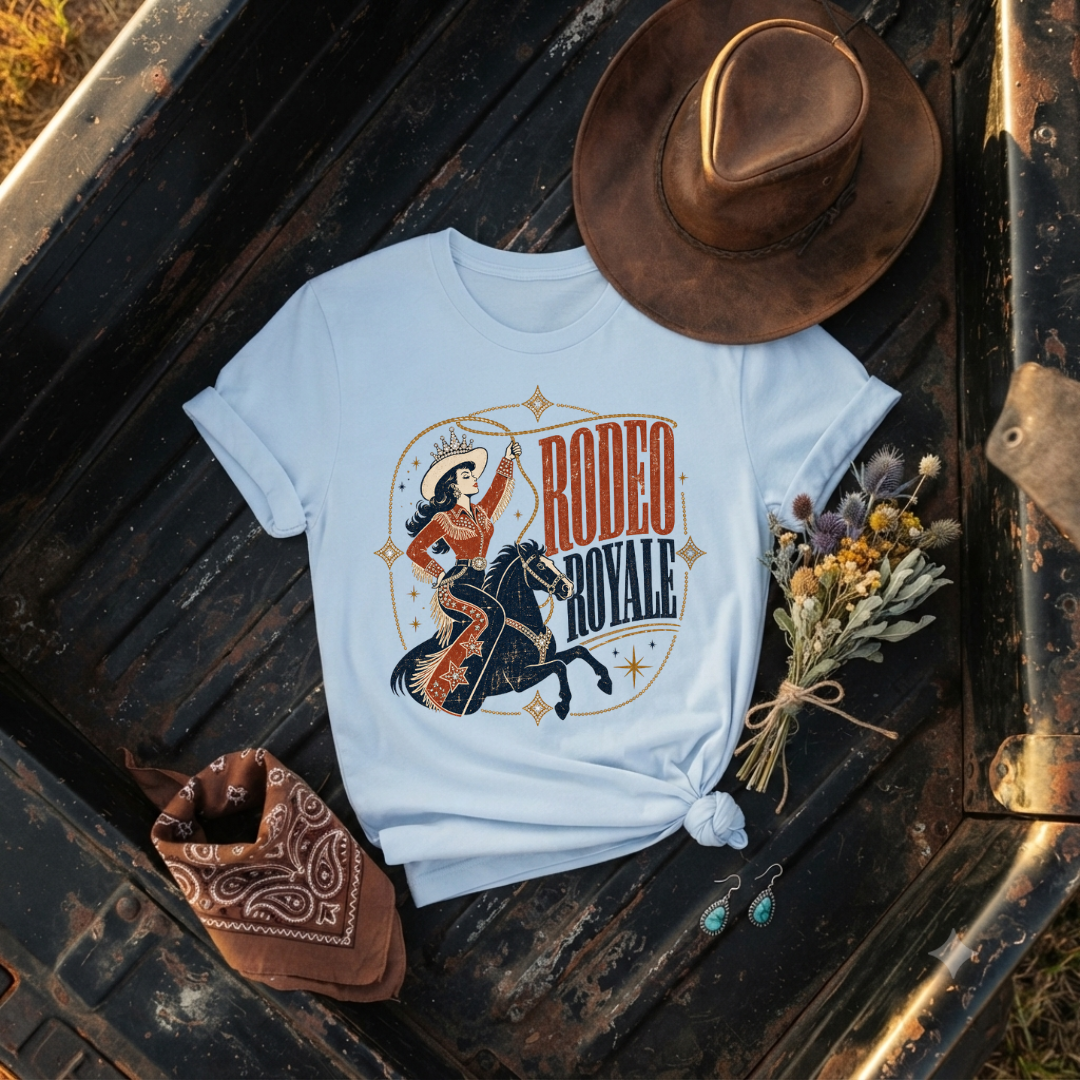 "Rodeo Royale" Vintage Cowgirl Graphic T-Shirt