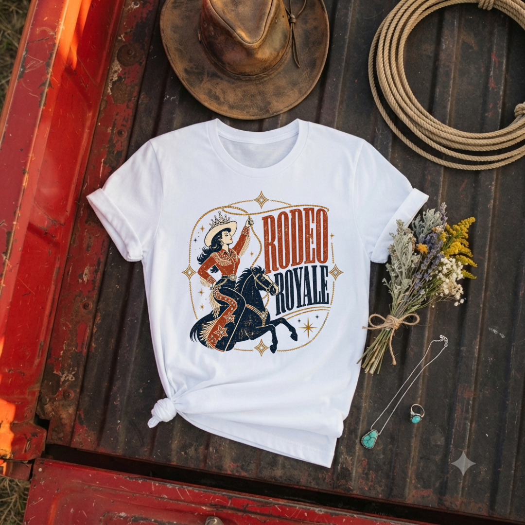 "Rodeo Royale" Vintage Cowgirl Graphic T-Shirt