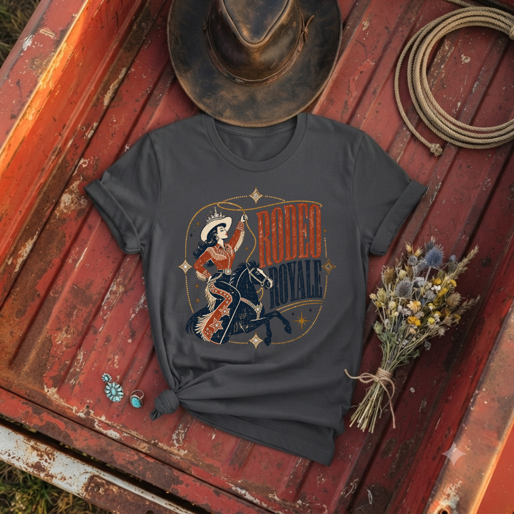 "Rodeo Royale" Vintage Cowgirl Graphic T-Shirt