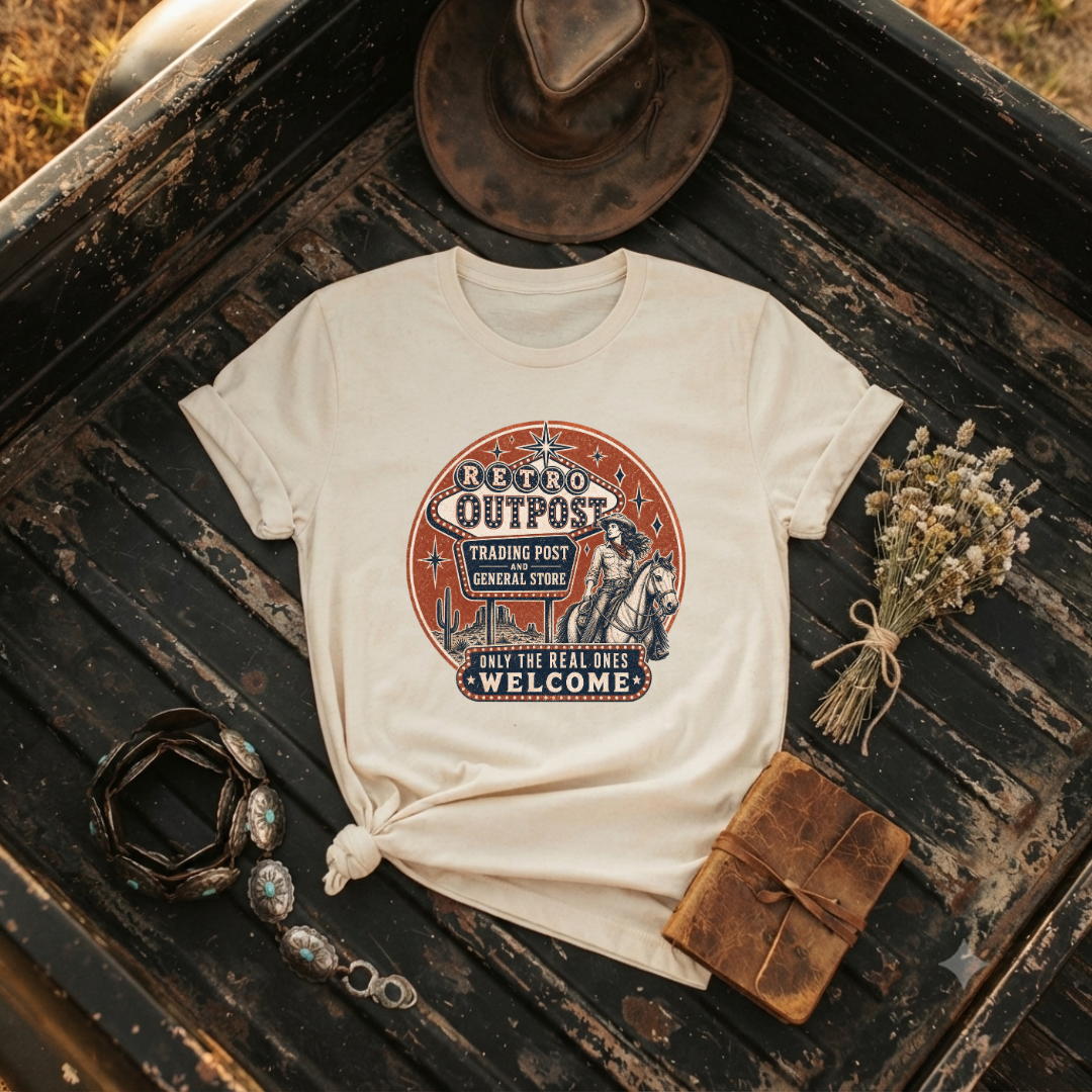"Retro Outpost Vintage Trading Post" Graphic T-Shirt