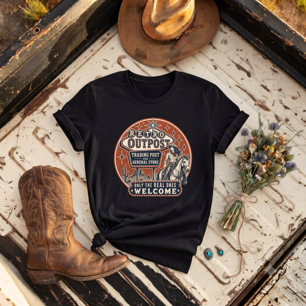 "Retro Outpost Vintage Trading Post" Graphic T-Shirt