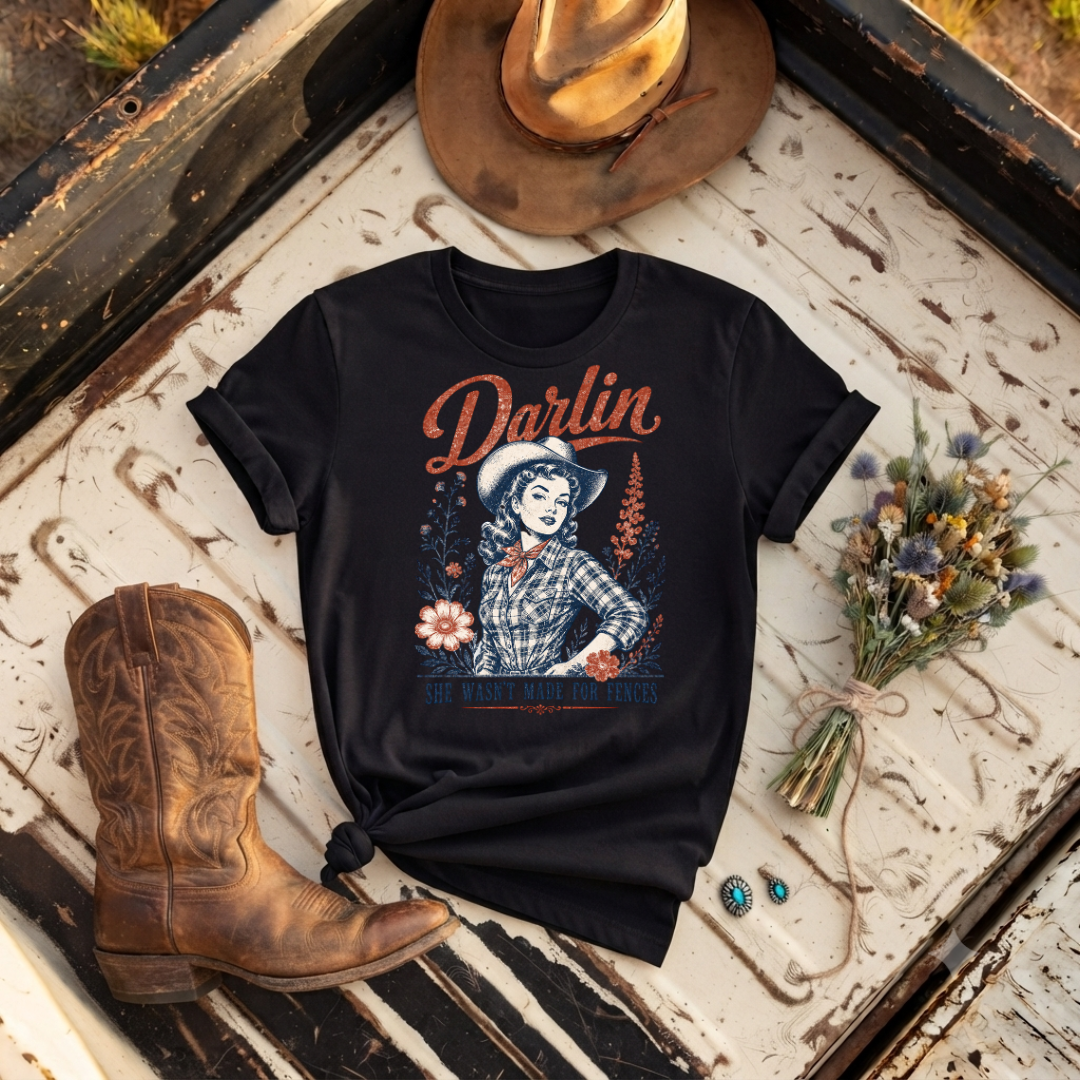 "Darlin"- Cowgirl Graphic T‑Shirt