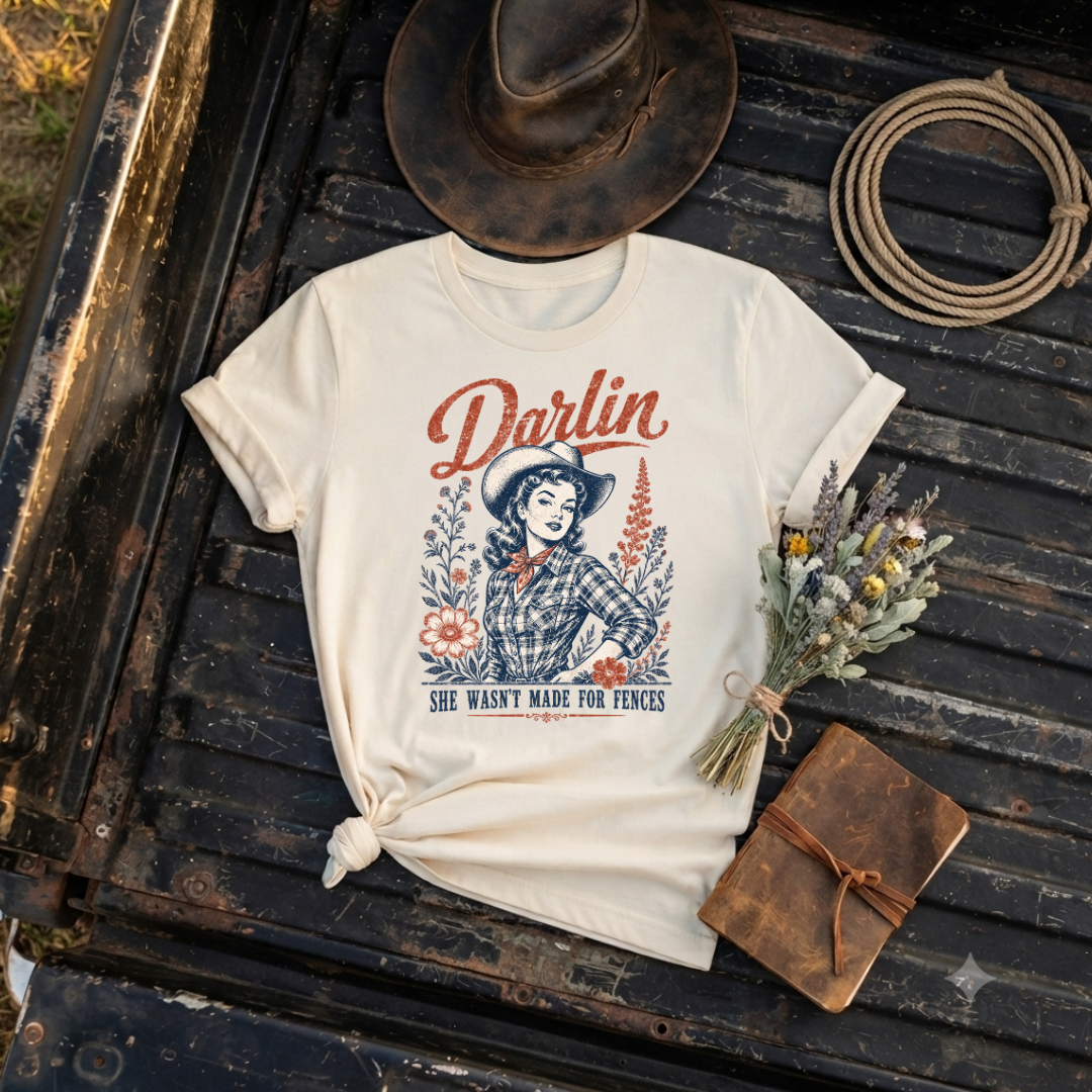 "Darlin"- Cowgirl Graphic T‑Shirt