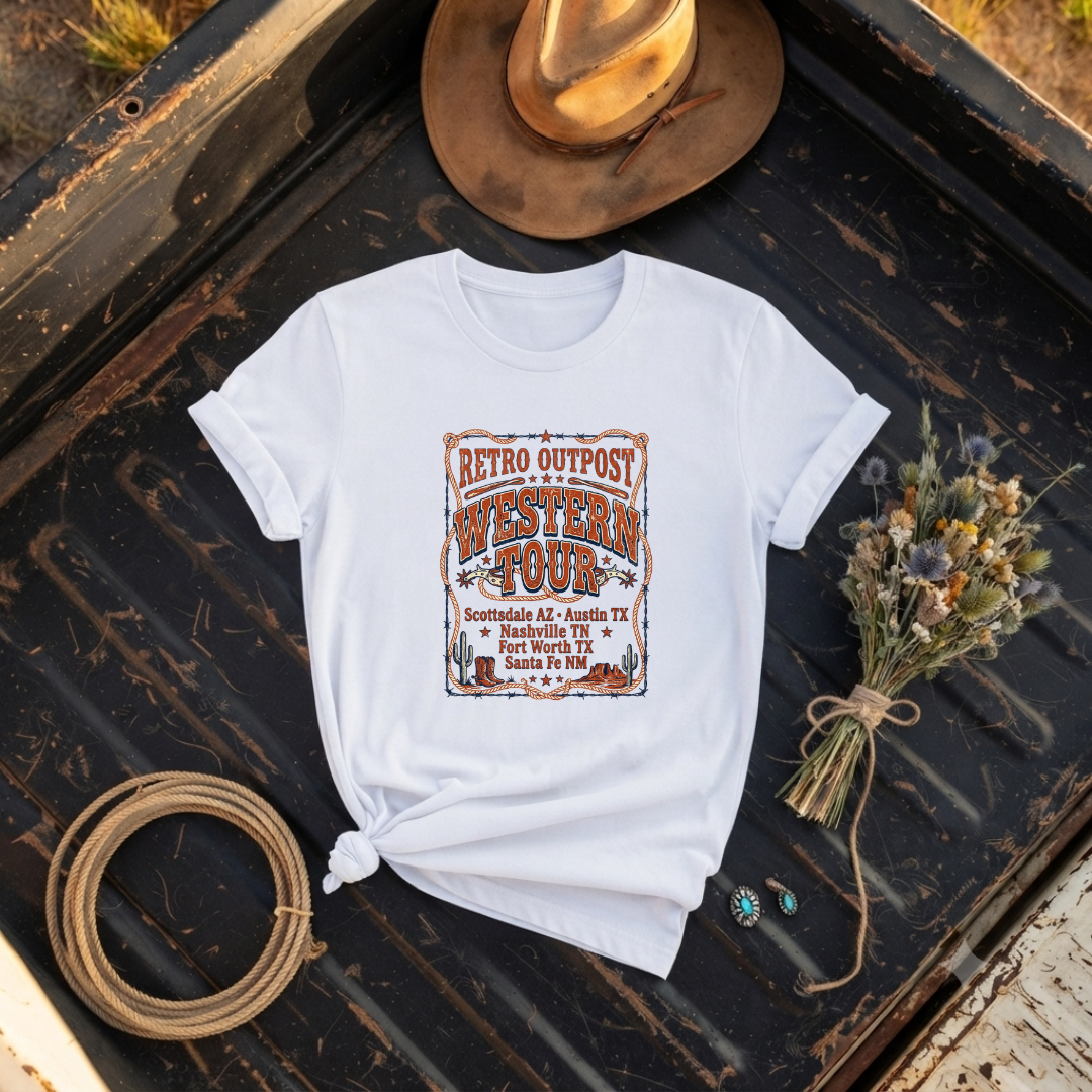 "Western Tour" Retro Outpost Graphic T-Shirt