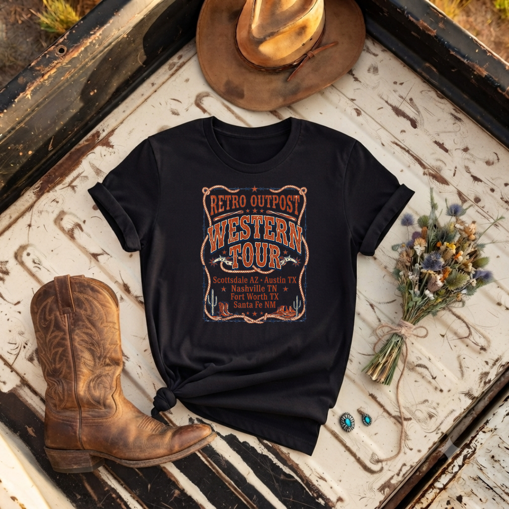 "Western Tour" Retro Outpost Graphic T-Shirt