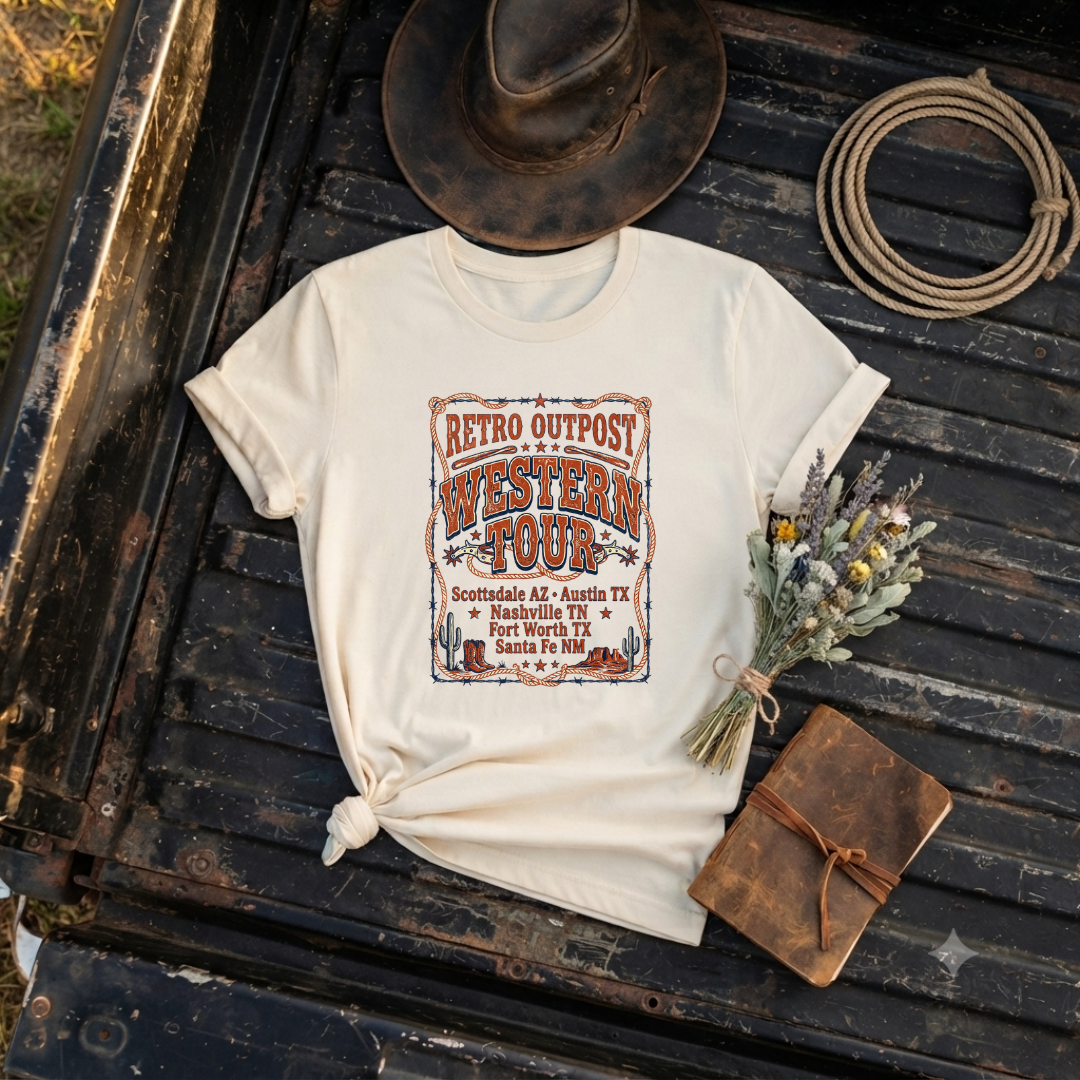"Western Tour" Retro Outpost Graphic T-Shirt