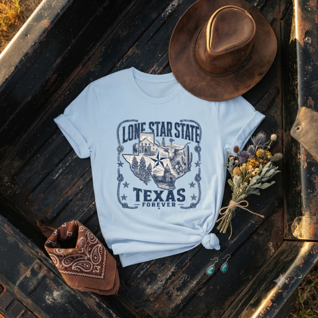 "Vintage Texas Map" Graphic T-Shirt