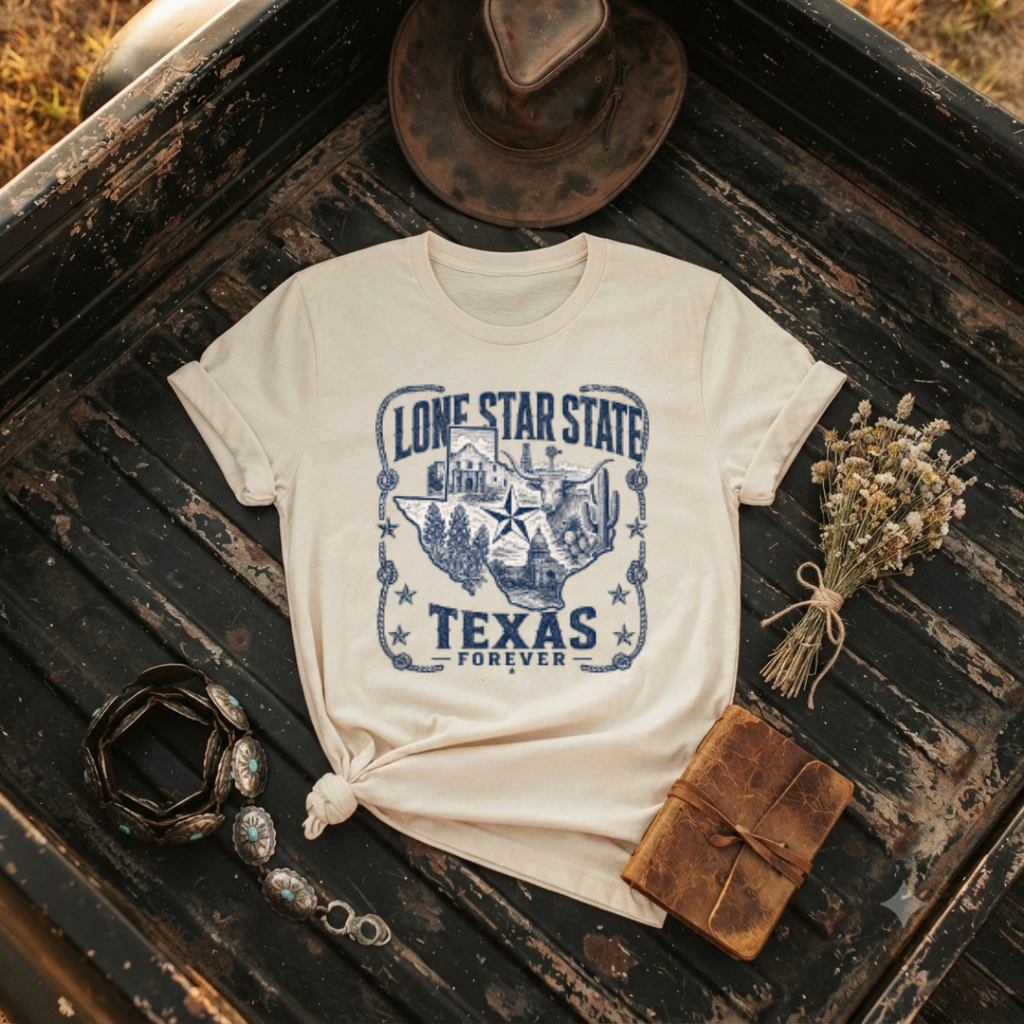 "Vintage Texas Map" Graphic T-Shirt