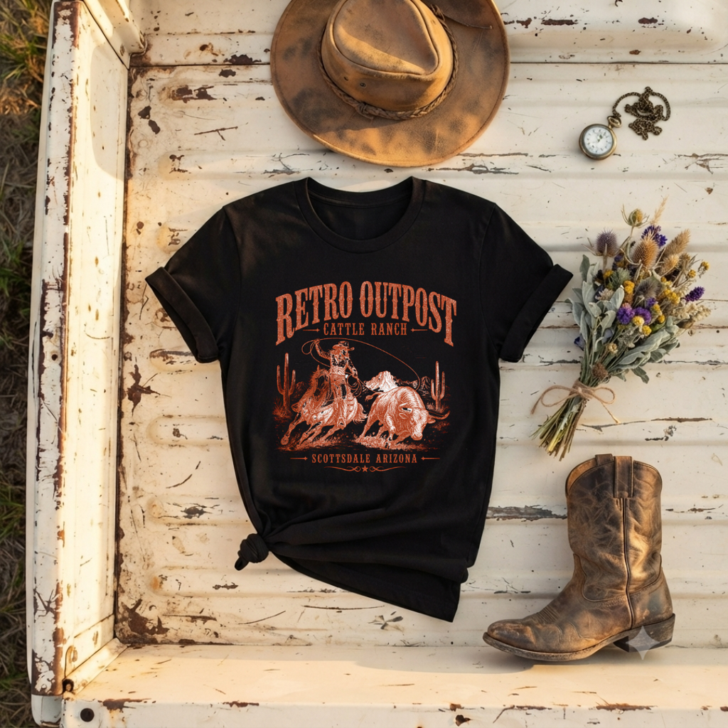 "Retro Outpost Cattle Ranch" Graphic T-Shirt