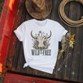 "Bull Skull, Wild & Free" Floral T-Shirt